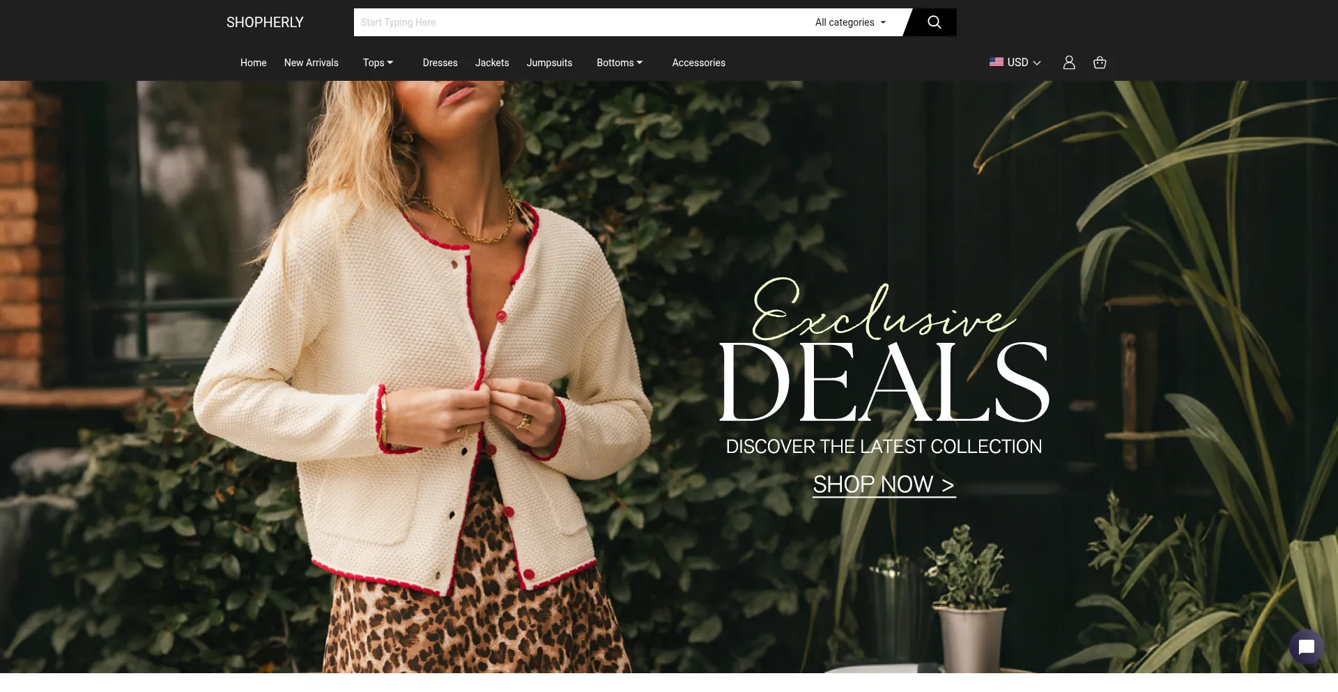 Website screenshot of Shopherly.com