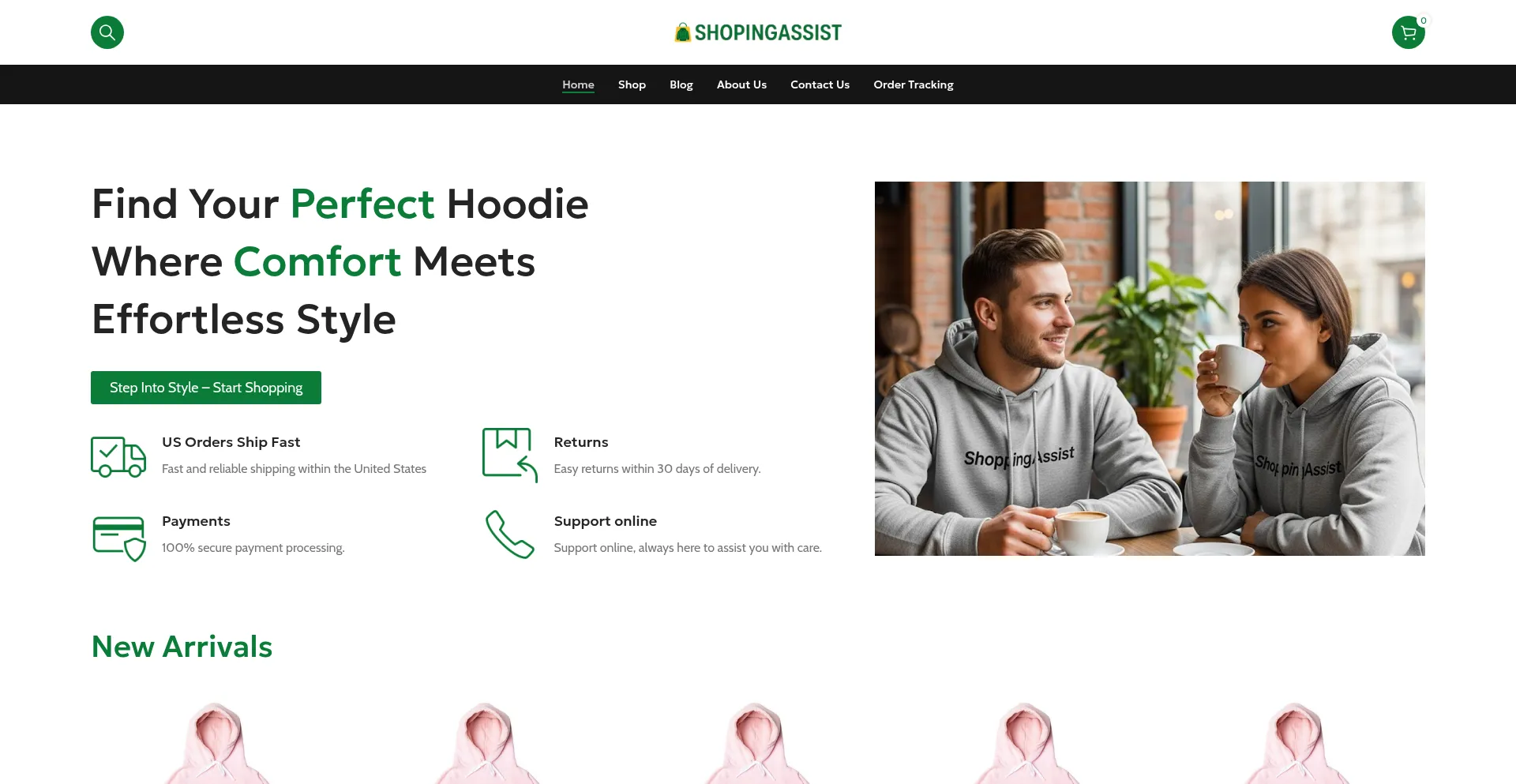 Website screenshot of Shopingassist.com