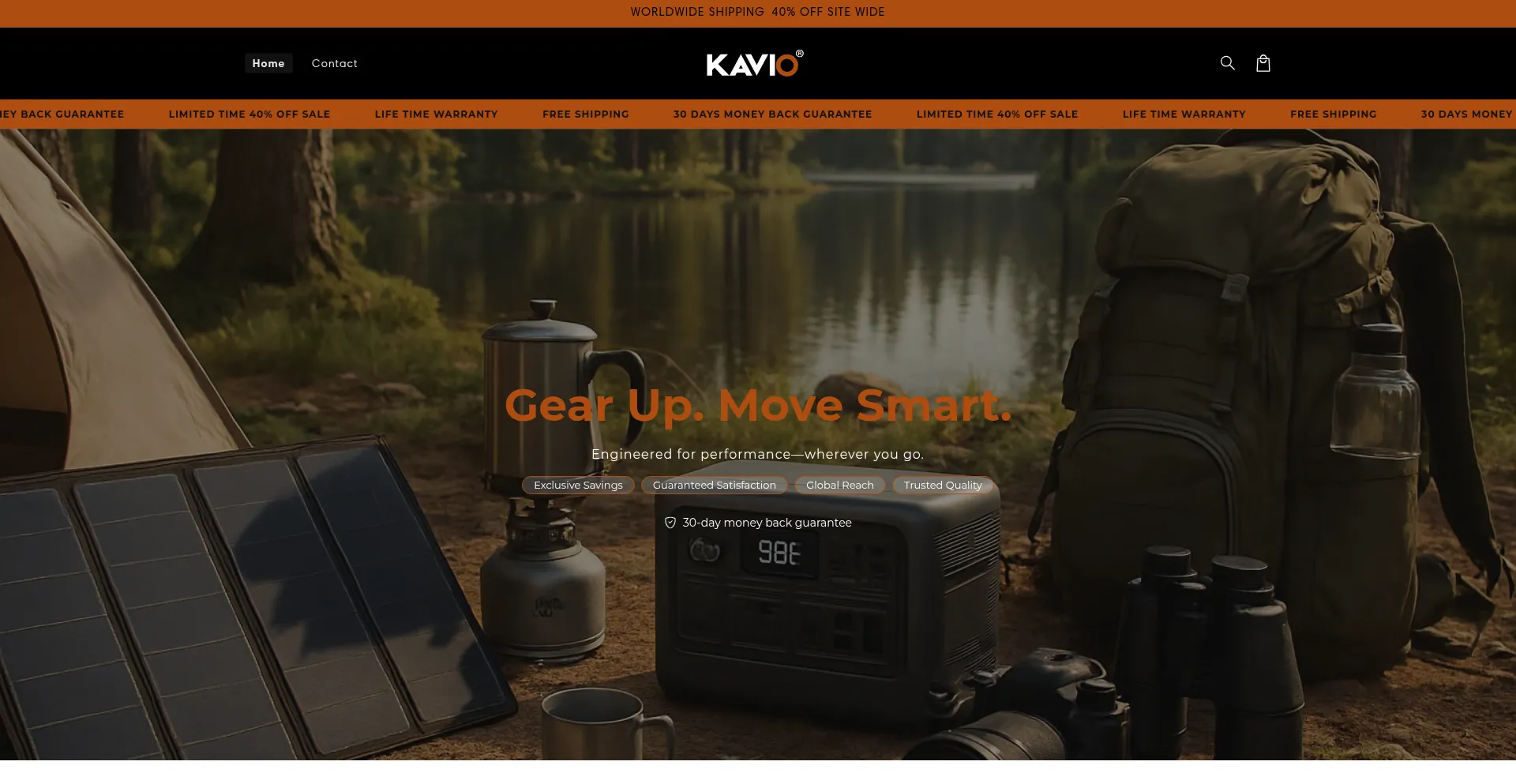 Website screenshot of Shopkavio.us