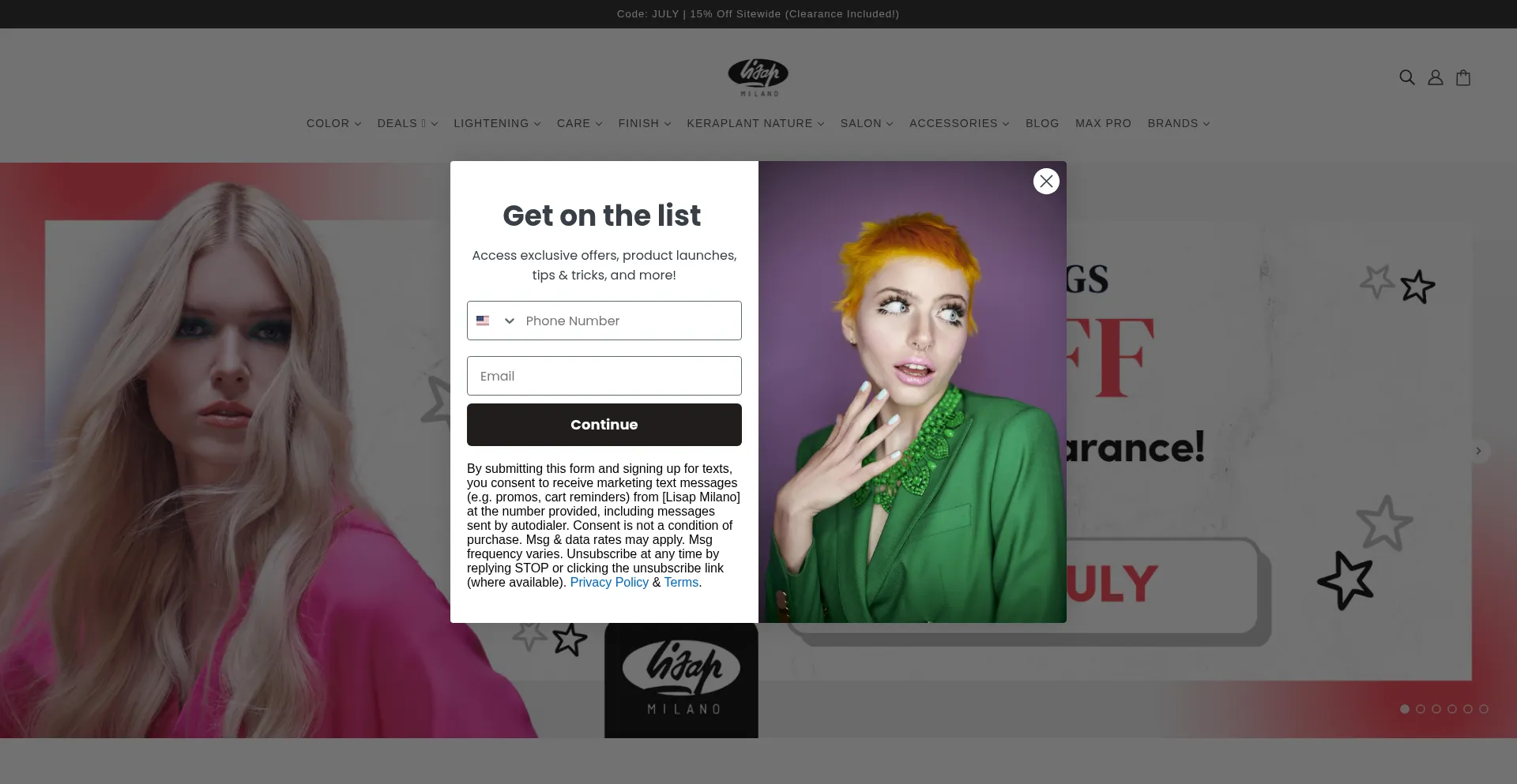 Website screenshot of Shoplisap.com