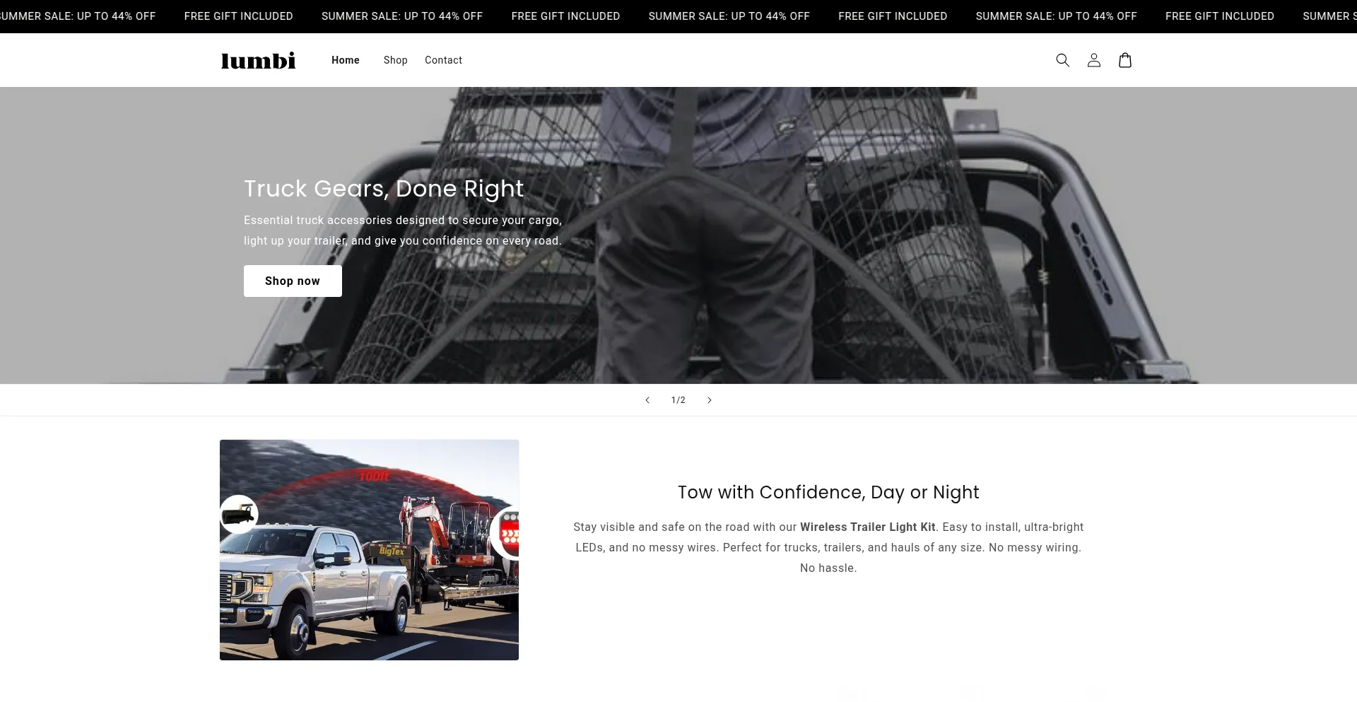 Website screenshot of Shoplumbi.com