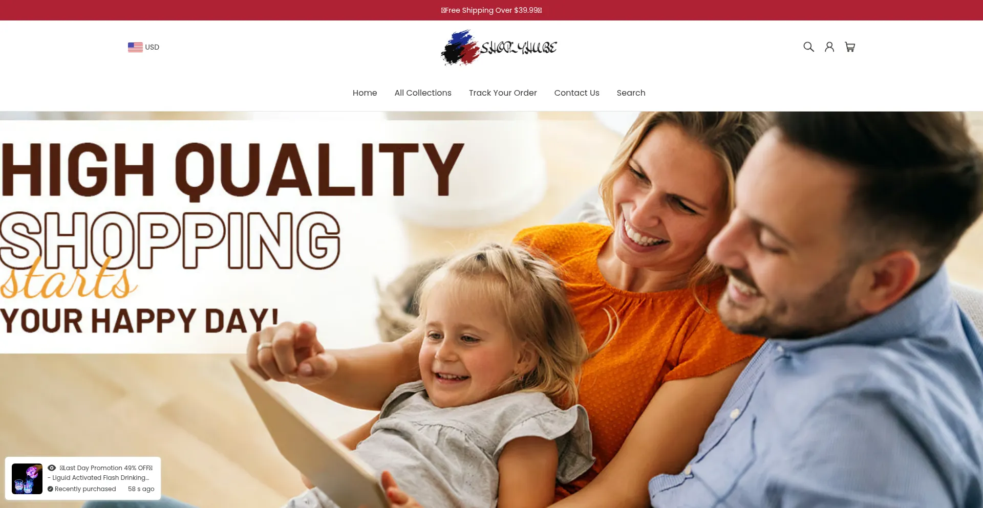 Website screenshot of Shoplyhube.com