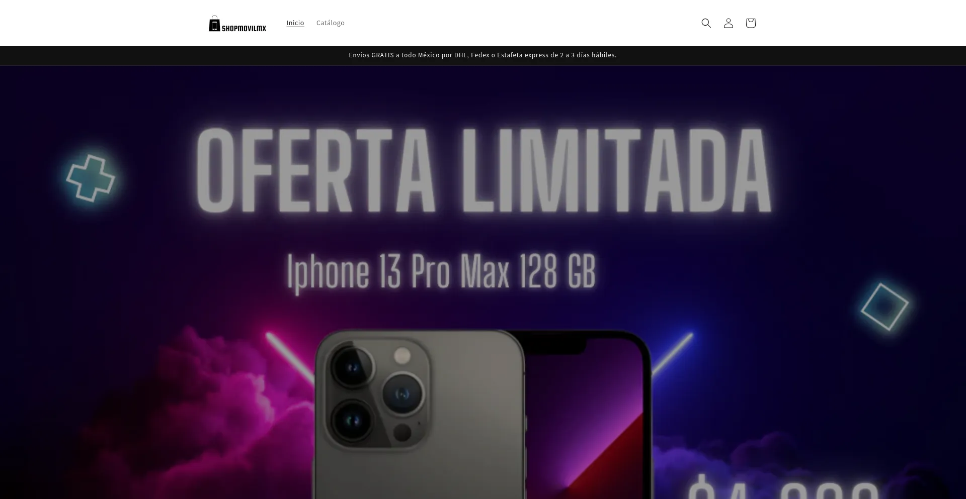 Website screenshot of Shopmovilmx.com
