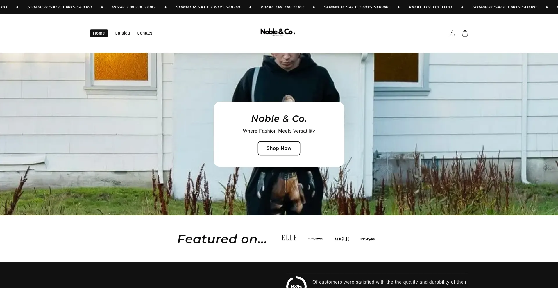Website screenshot of Shopnobleco.com