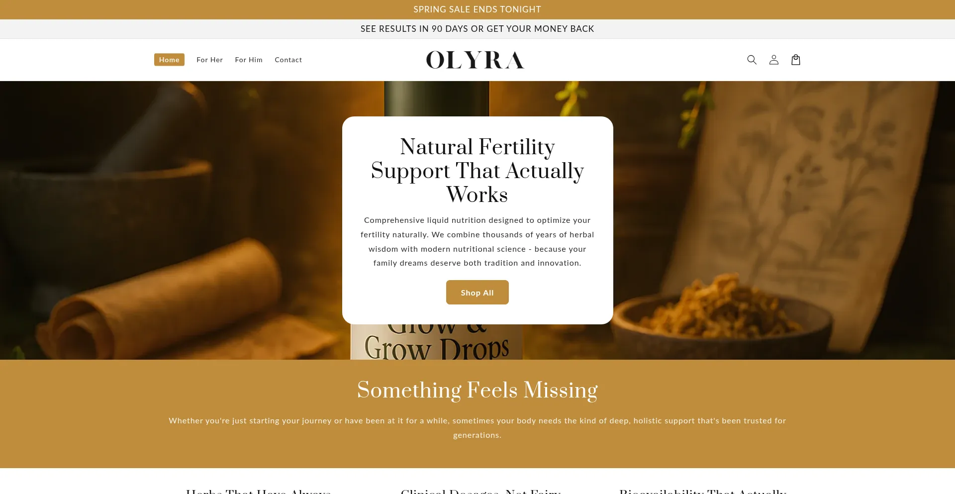 Website screenshot of Shopolyra.com