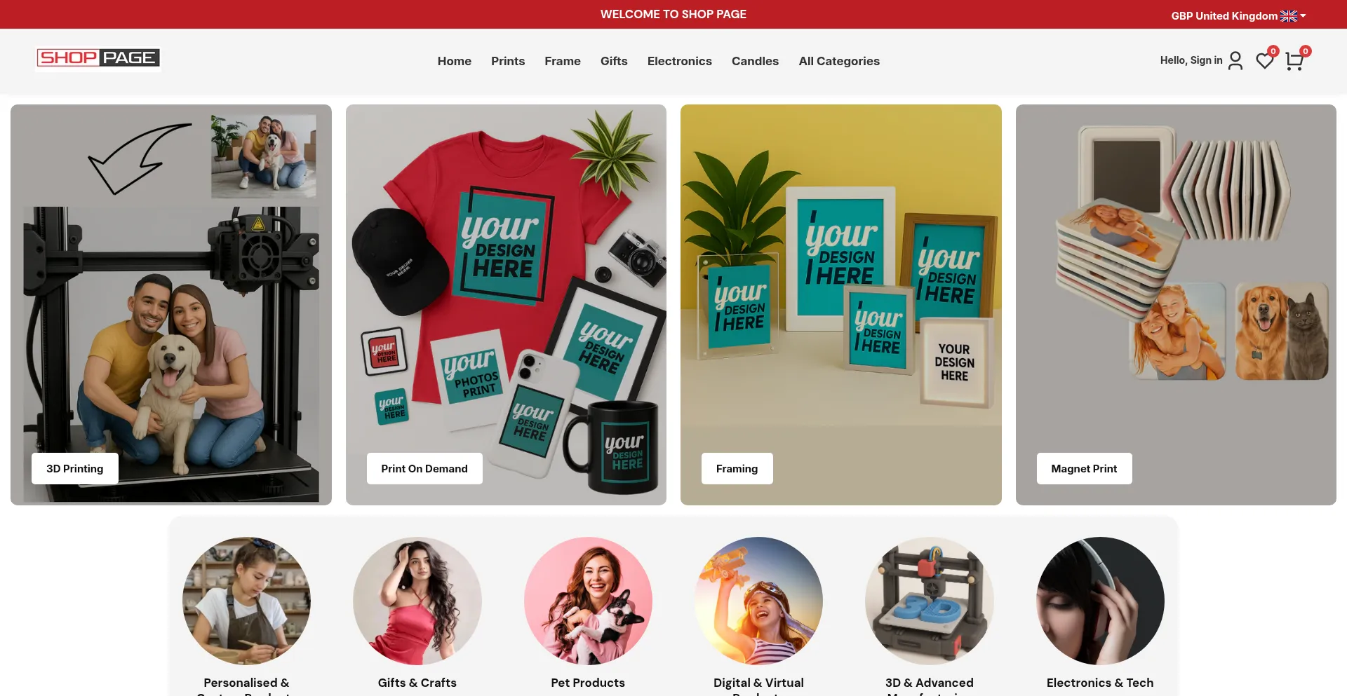 Website screenshot of Shoppage.co.uk