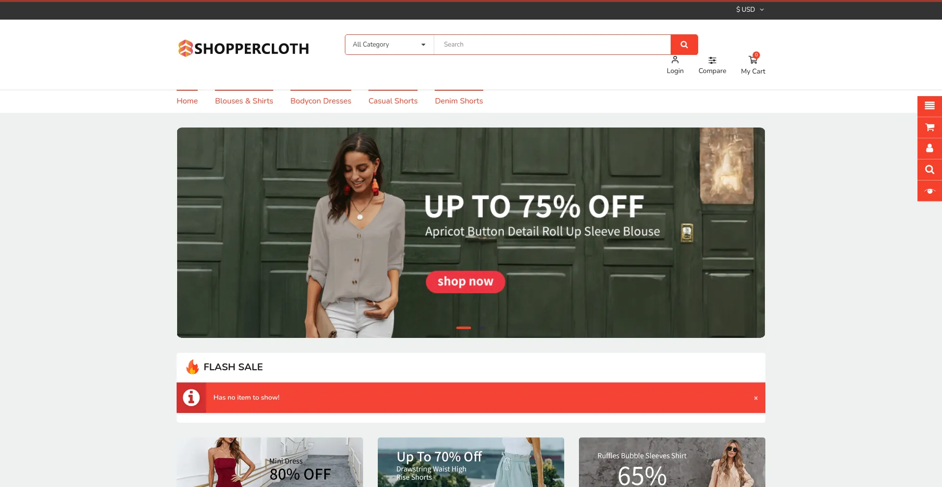 Website screenshot of Shoppercloth.com