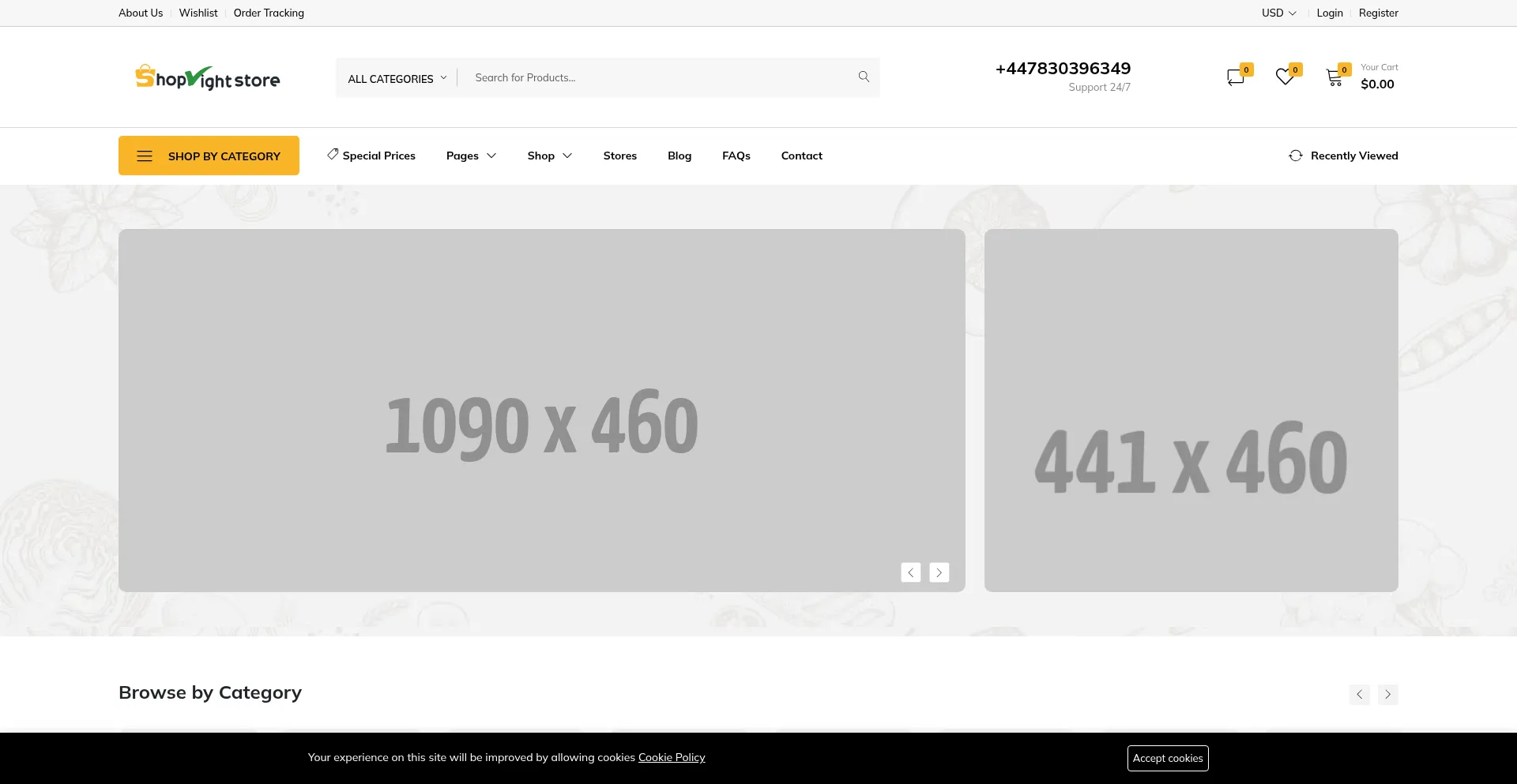 Website screenshot of Shoprightstore.com