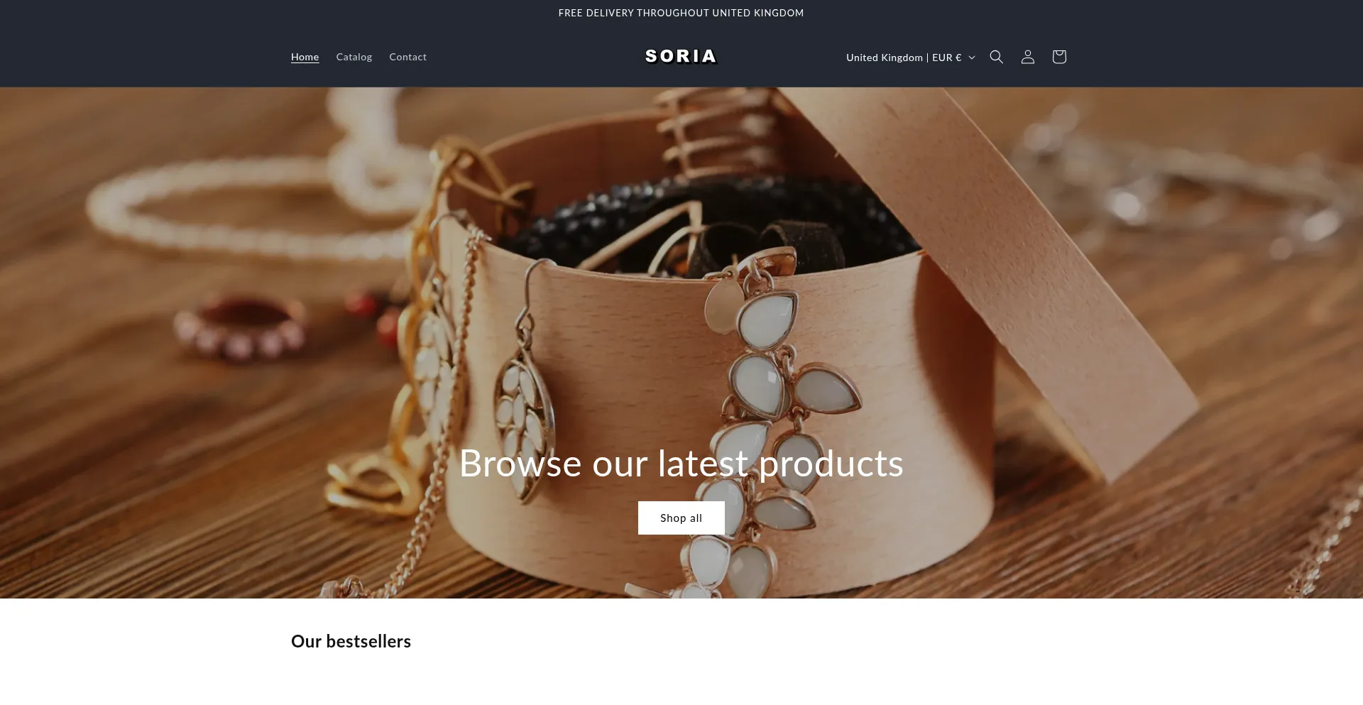 Website screenshot of Shopsoria.com