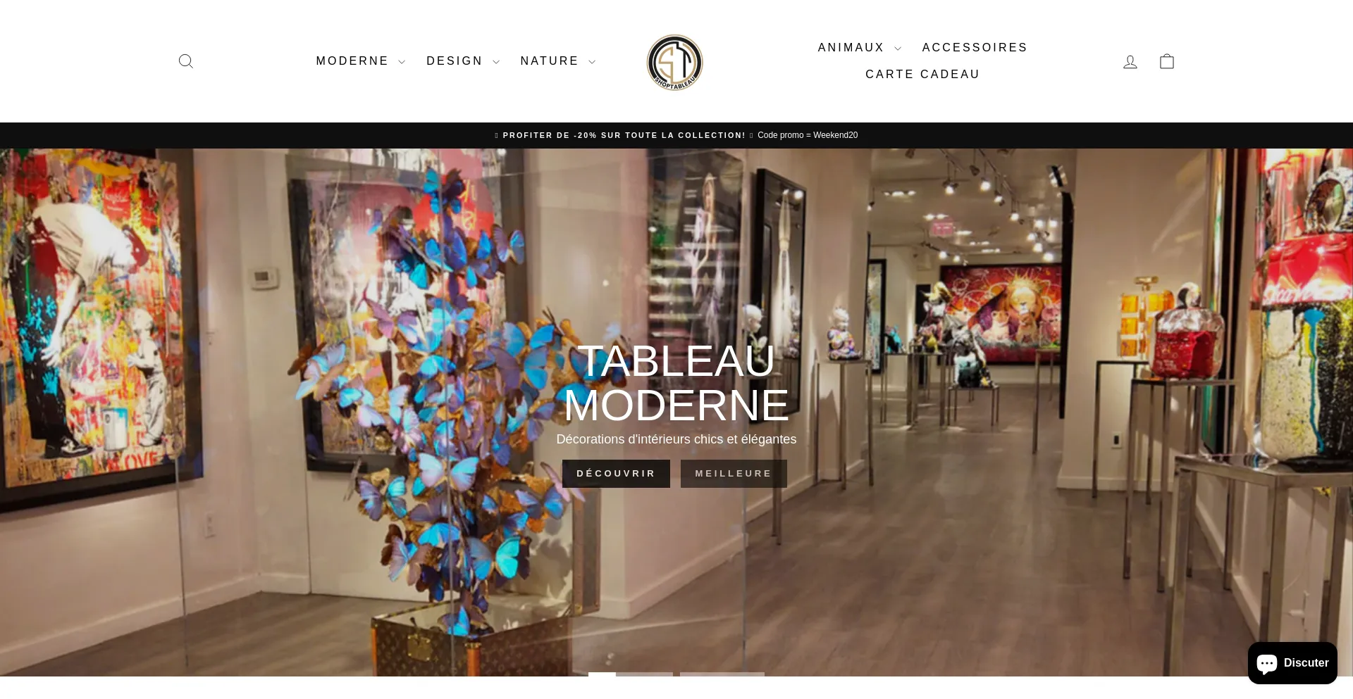 Website screenshot of Shoptableau.com