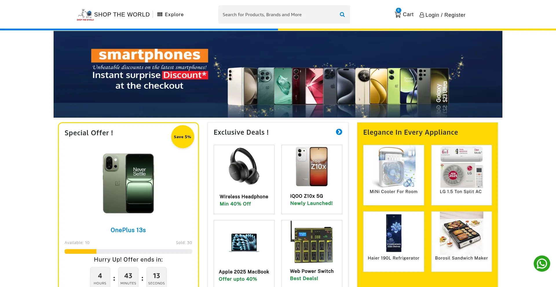 Website screenshot of Shoptheworldonline.com