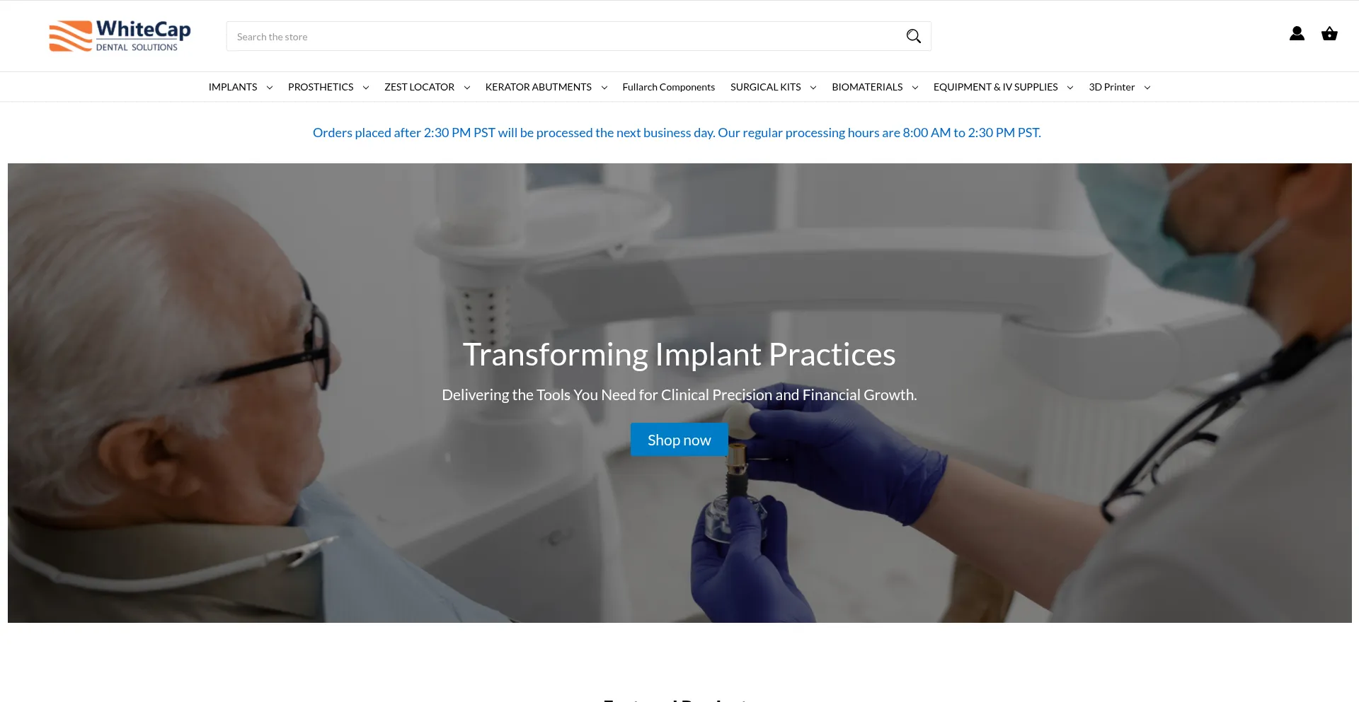 Website screenshot of Shopwhitecap.com