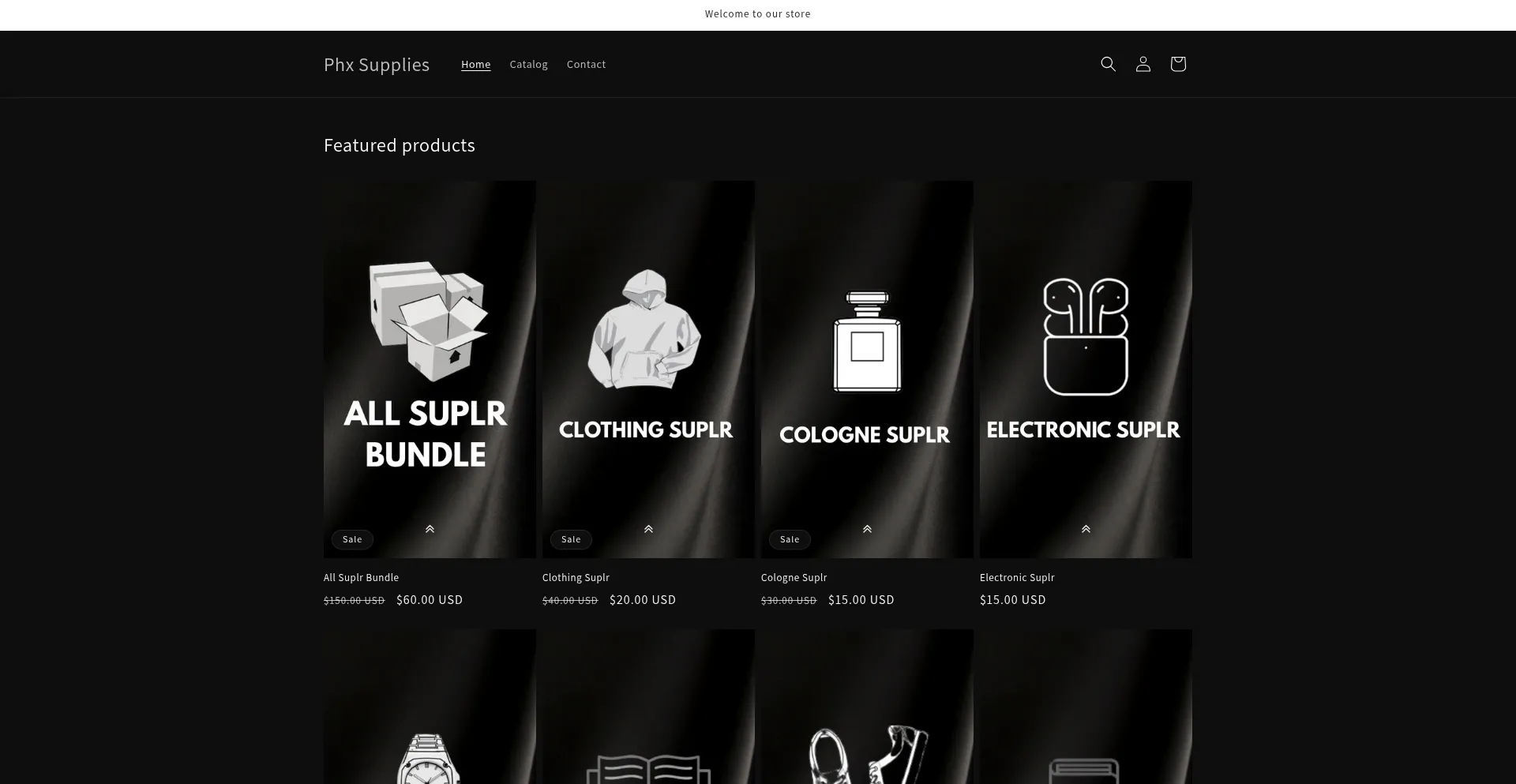 Website screenshot of Shopwithphx.com