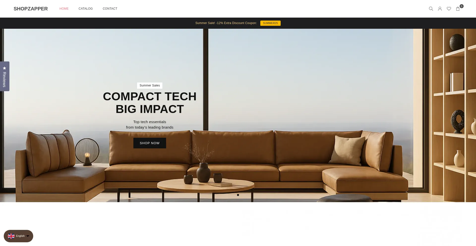 Website screenshot of Shopzapper.com