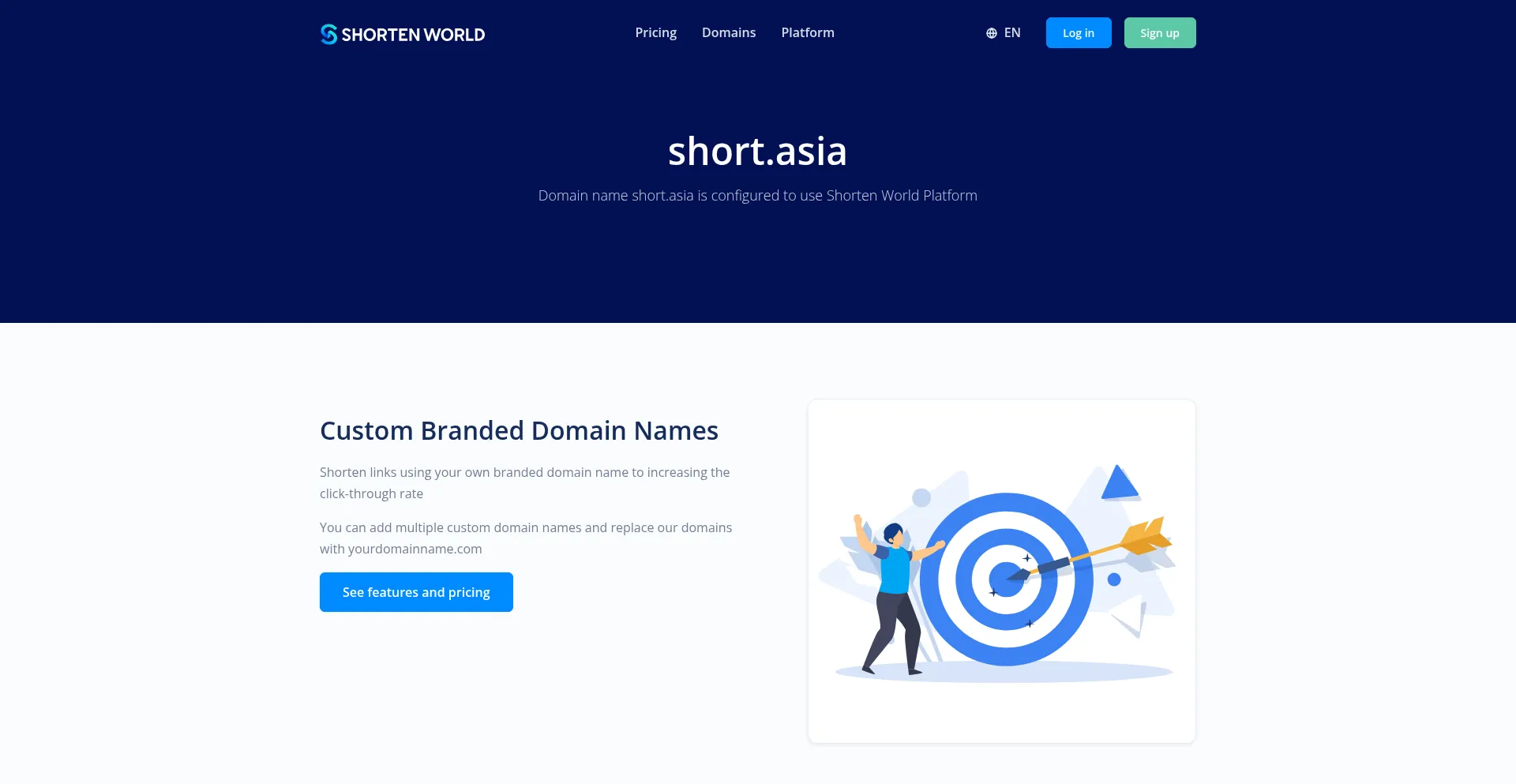 Website screenshot of Short.asia