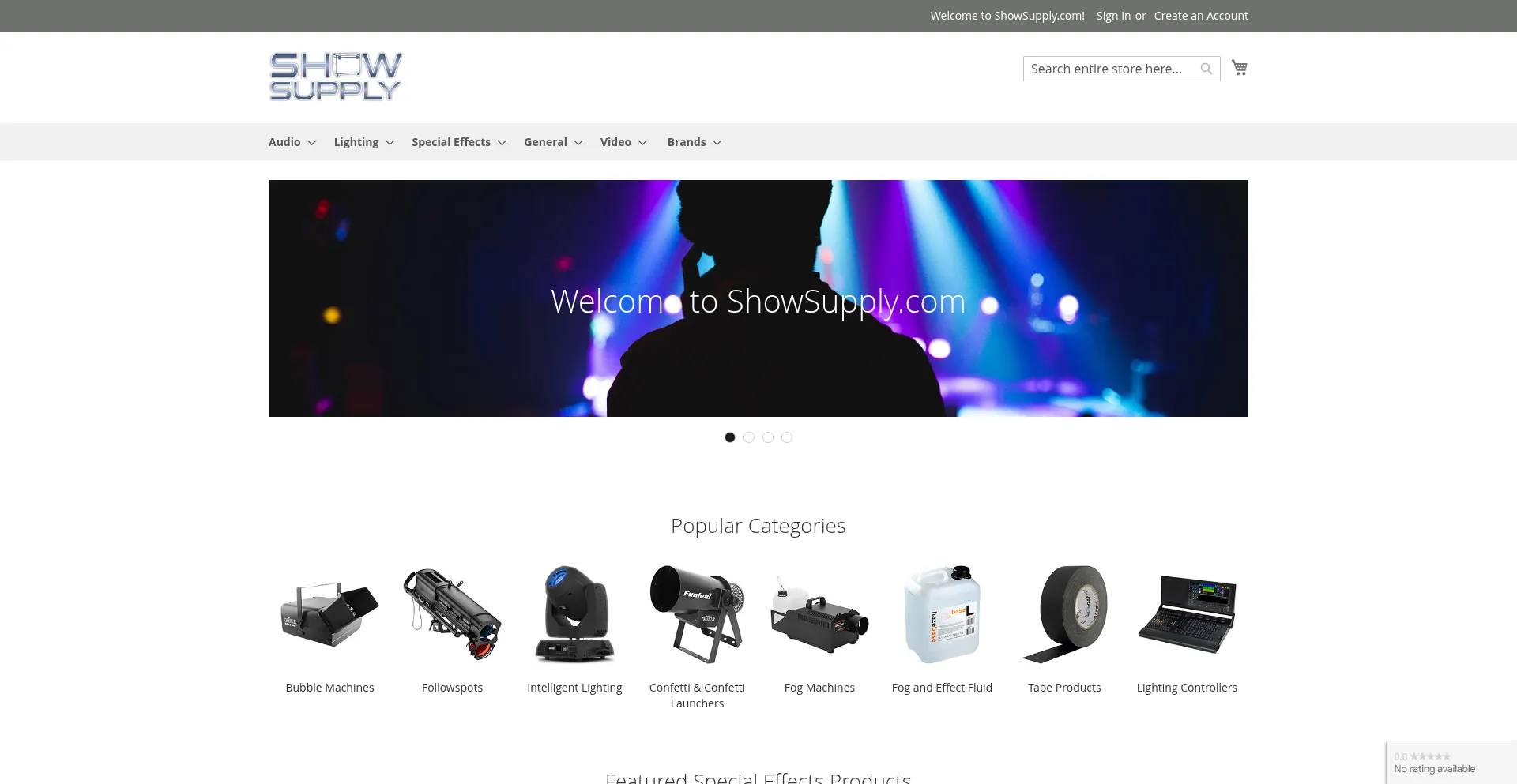 Website screenshot of Showsupply.com