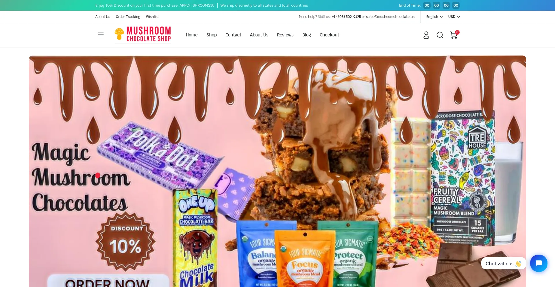 Website screenshot of Shroomchocolatestore.co.uk