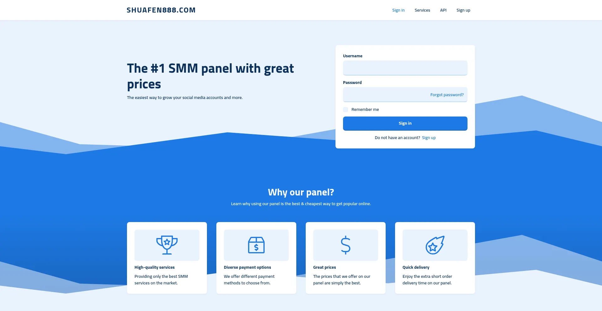 Website screenshot of Shuafen888.com