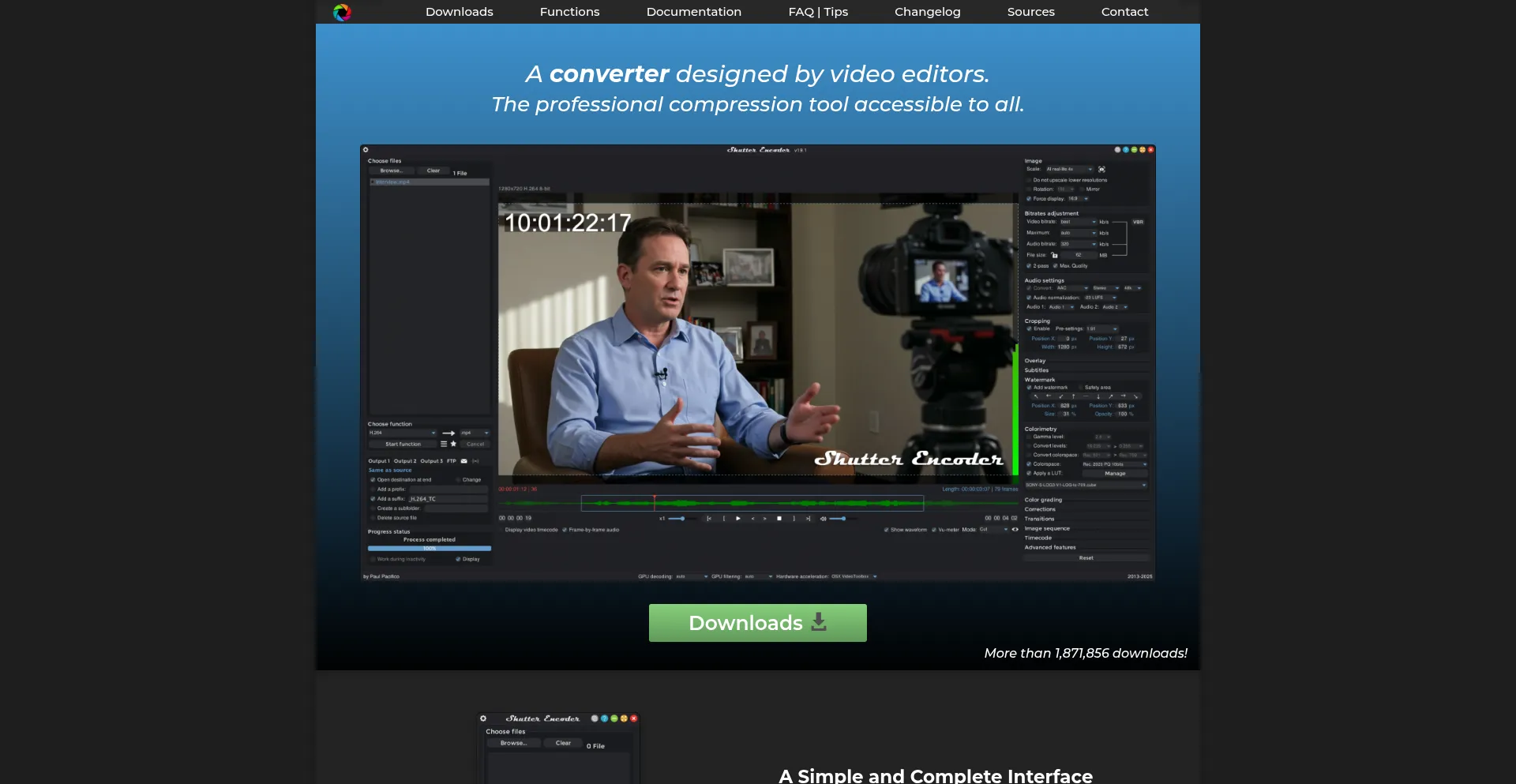 Website screenshot of Shutterencoder.com