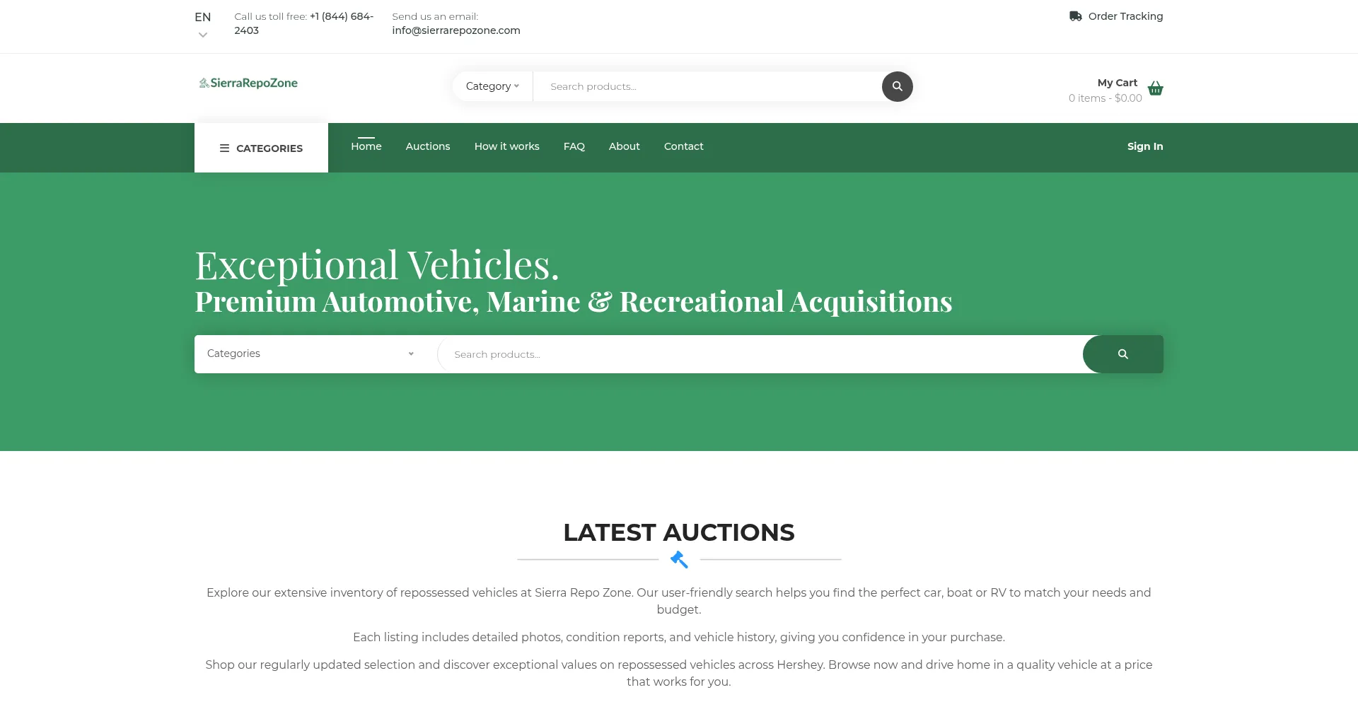 Website screenshot of Sierrarepozone.com