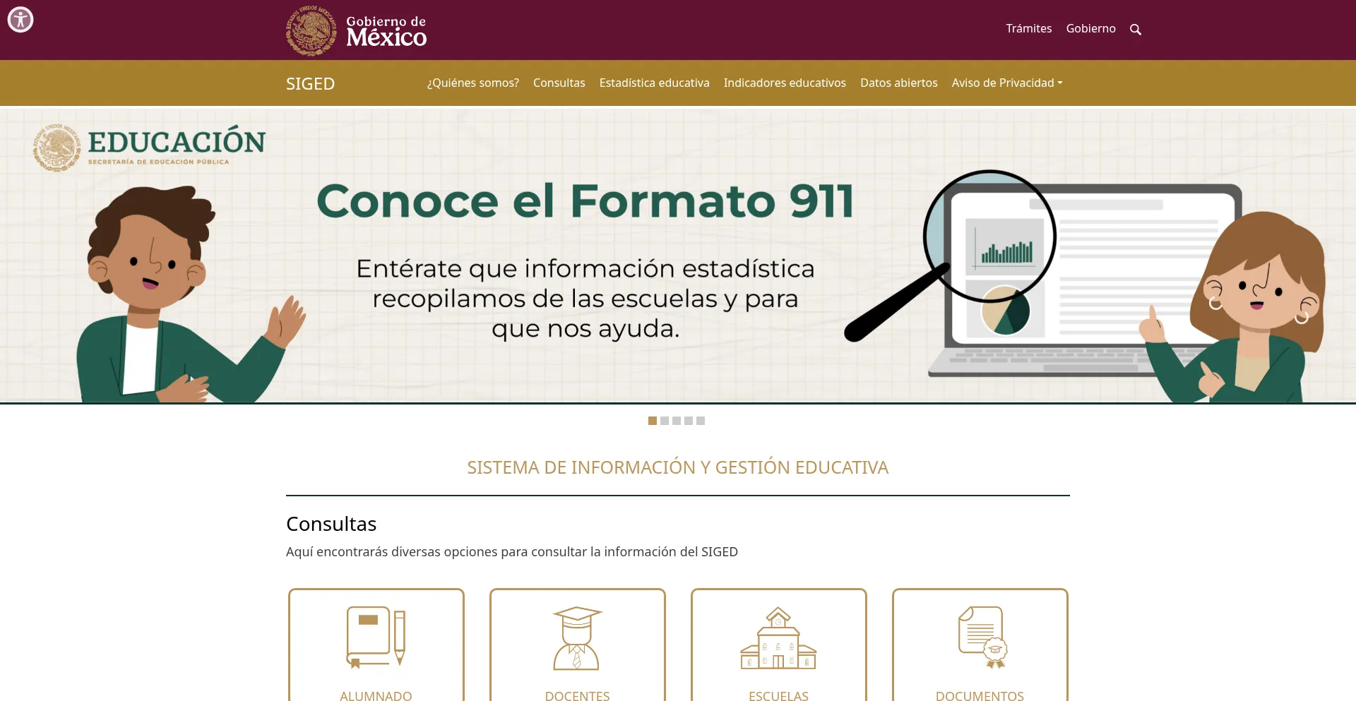 Website screenshot of Siged.sep.gob.mx