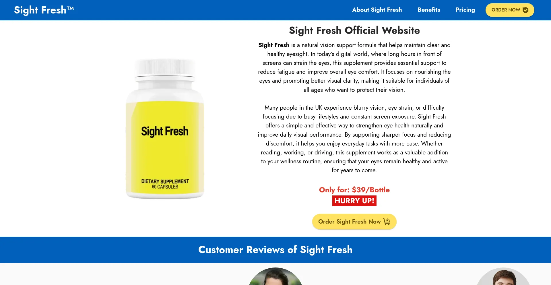 Website screenshot of Sight-fresh.uk