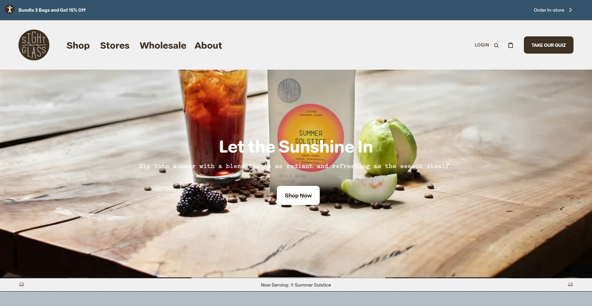 Website screenshot of Sightglasscoffee.com