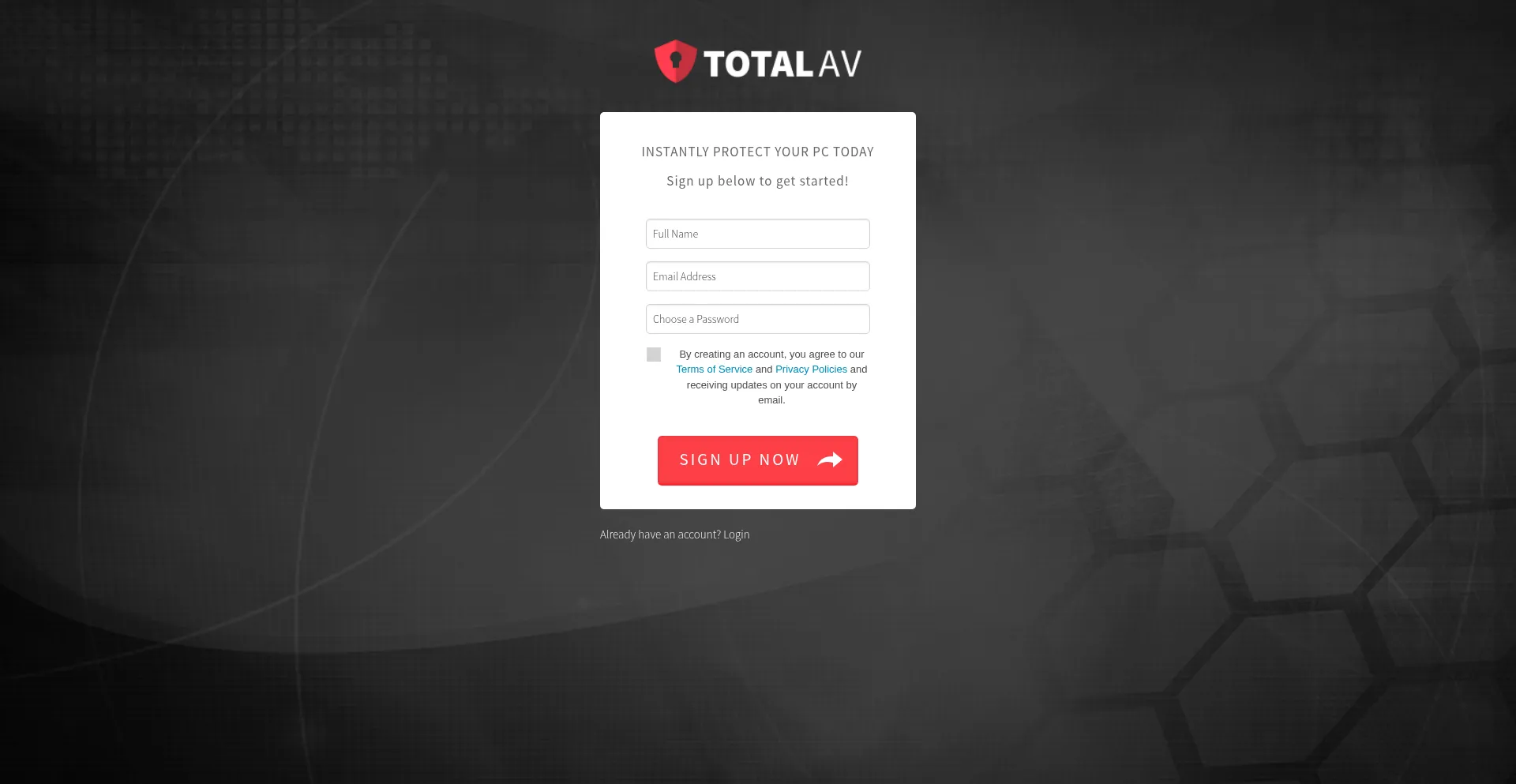 Signup.totalav.com Screenshot