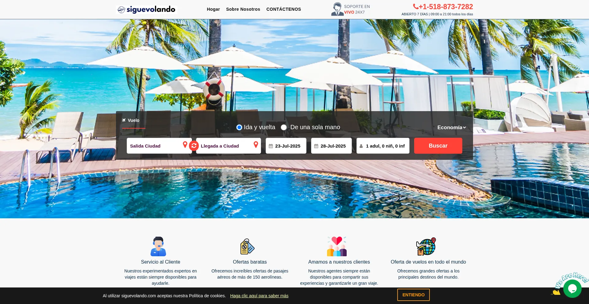 Website screenshot of Siguevolando.com
