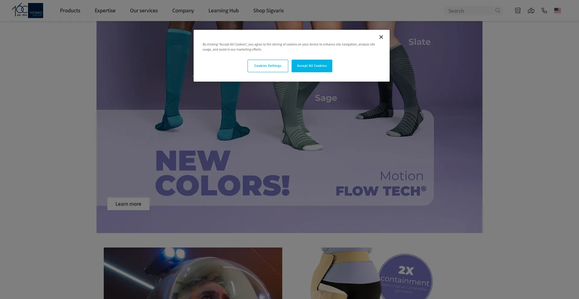 Website screenshot of Sigvaris.com