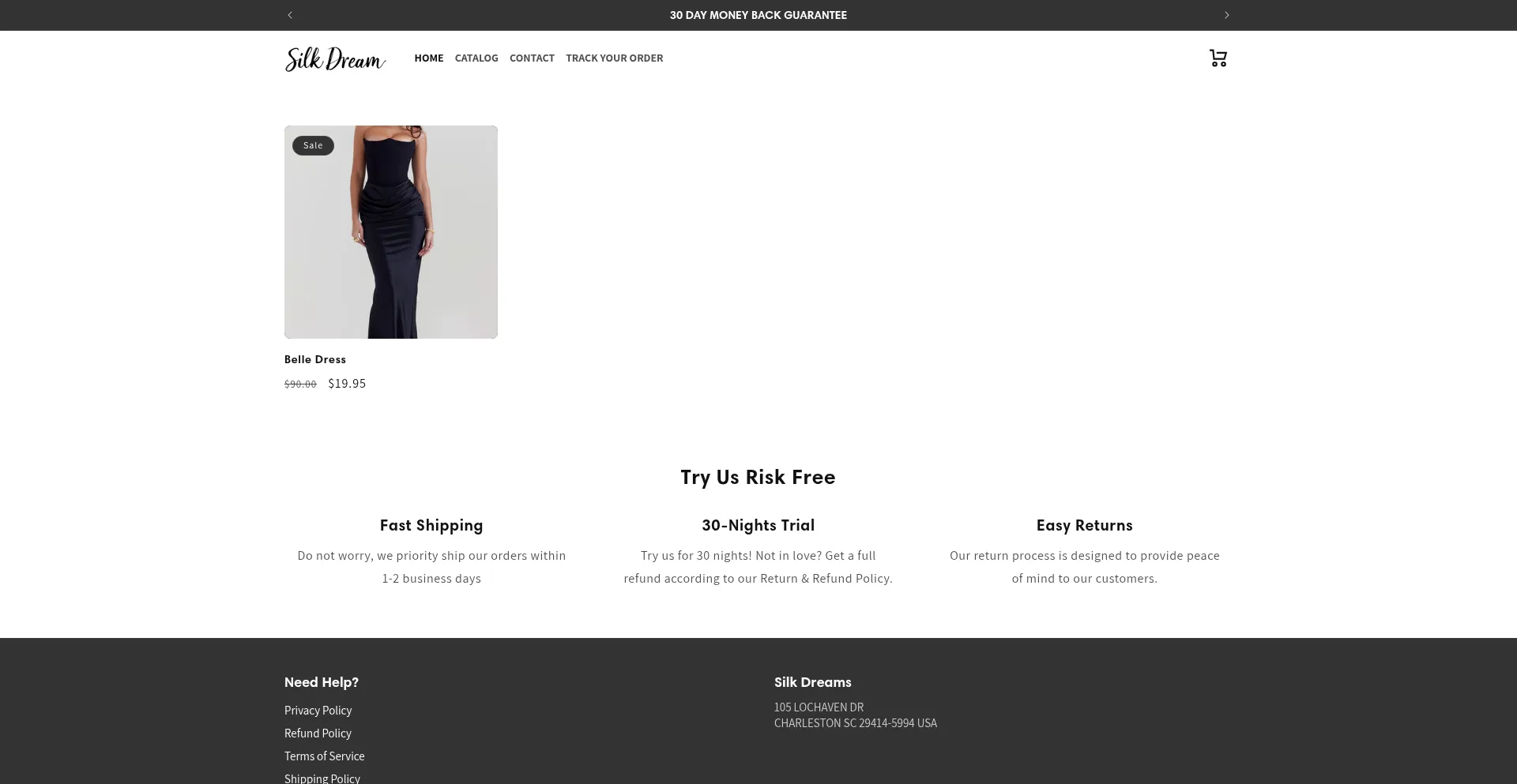 Website screenshot of Silkdreams.shop