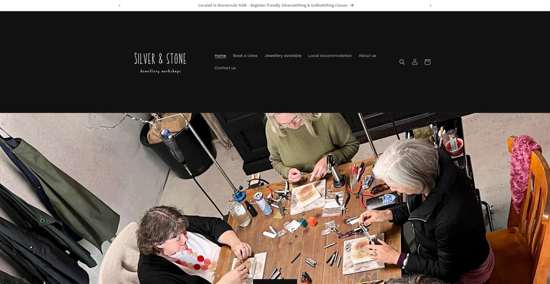 Website screenshot of Silverandstonemetalsmiths.com