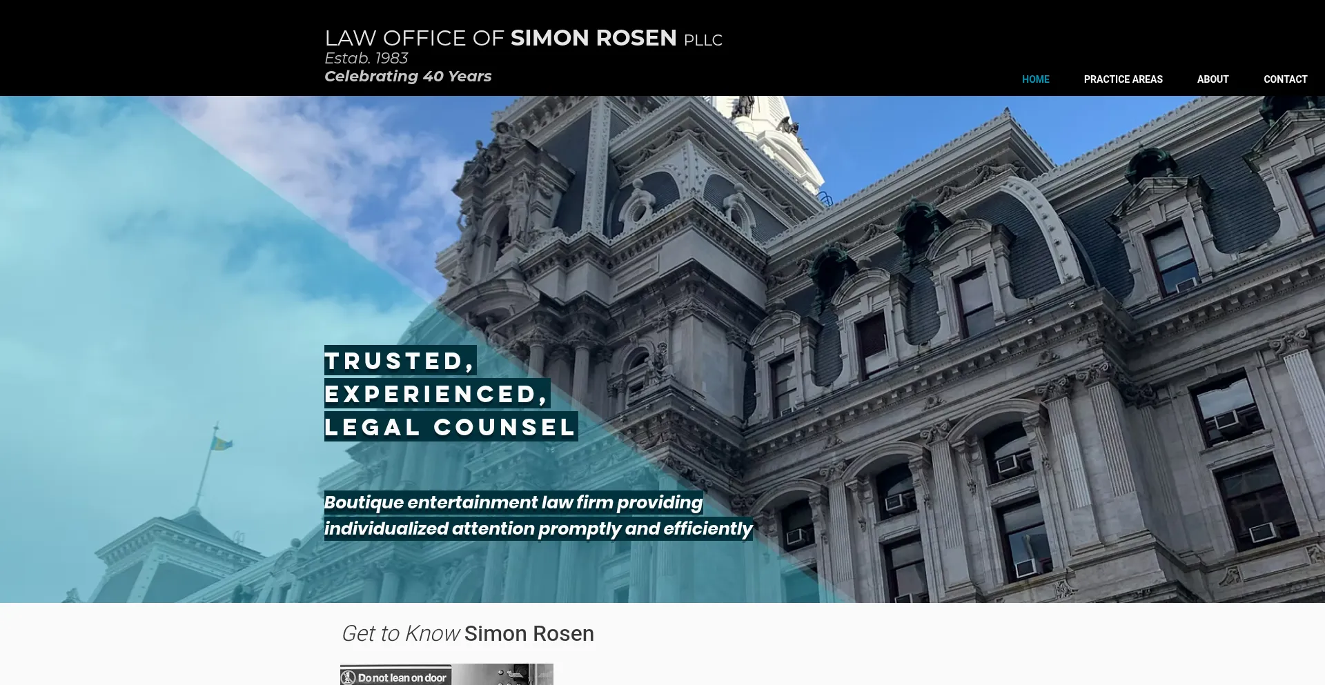 Website screenshot of Simonrosenesq.com