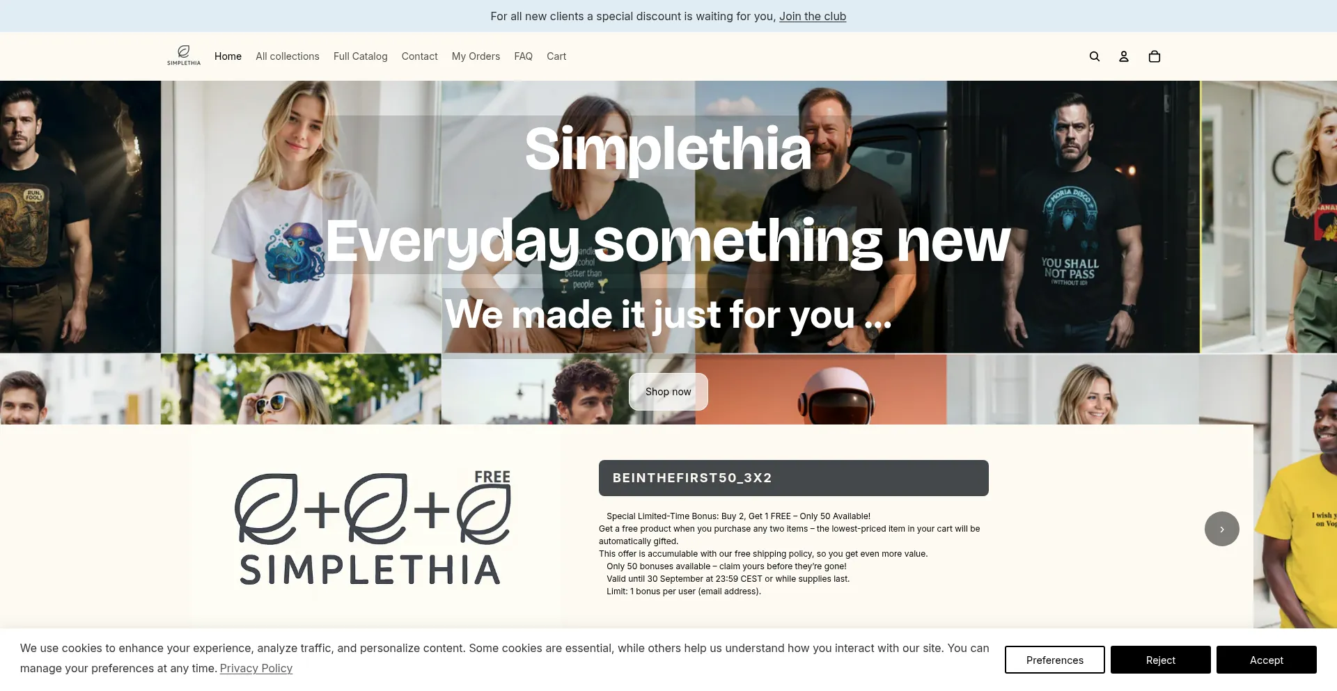 Website screenshot of Simplethia.com