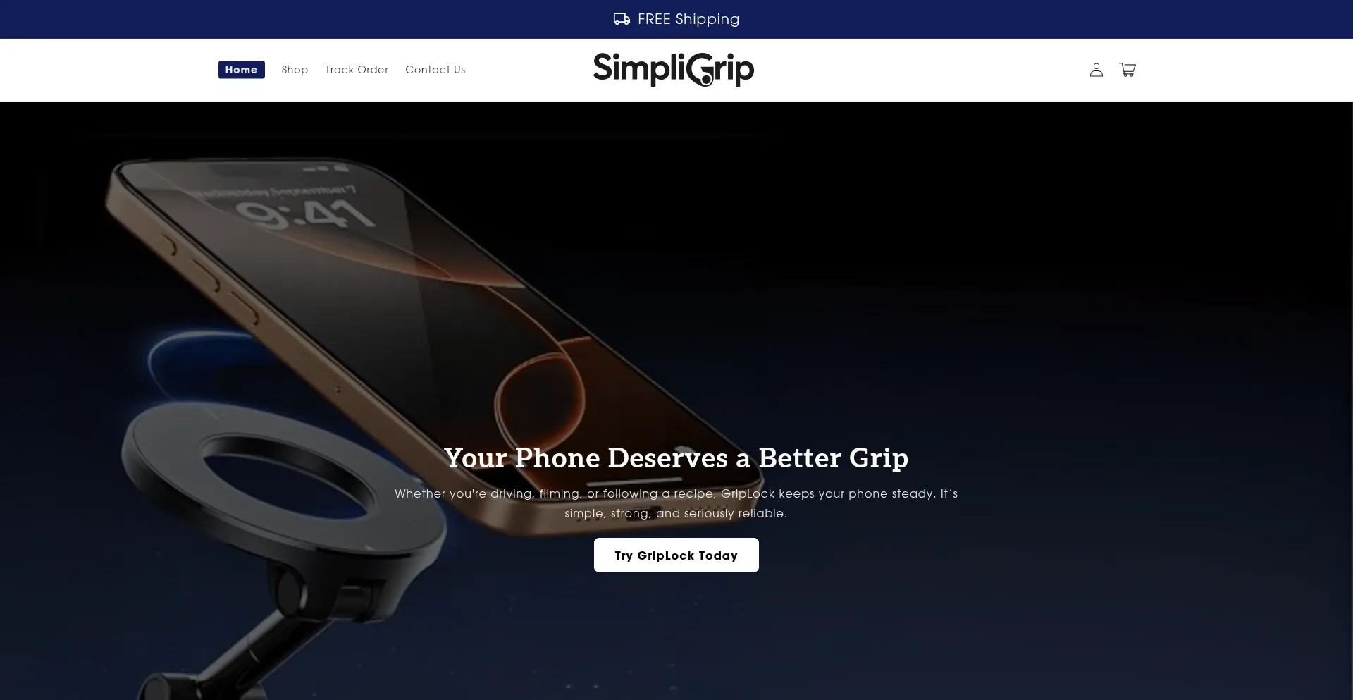 Website screenshot of Simpligrip.com