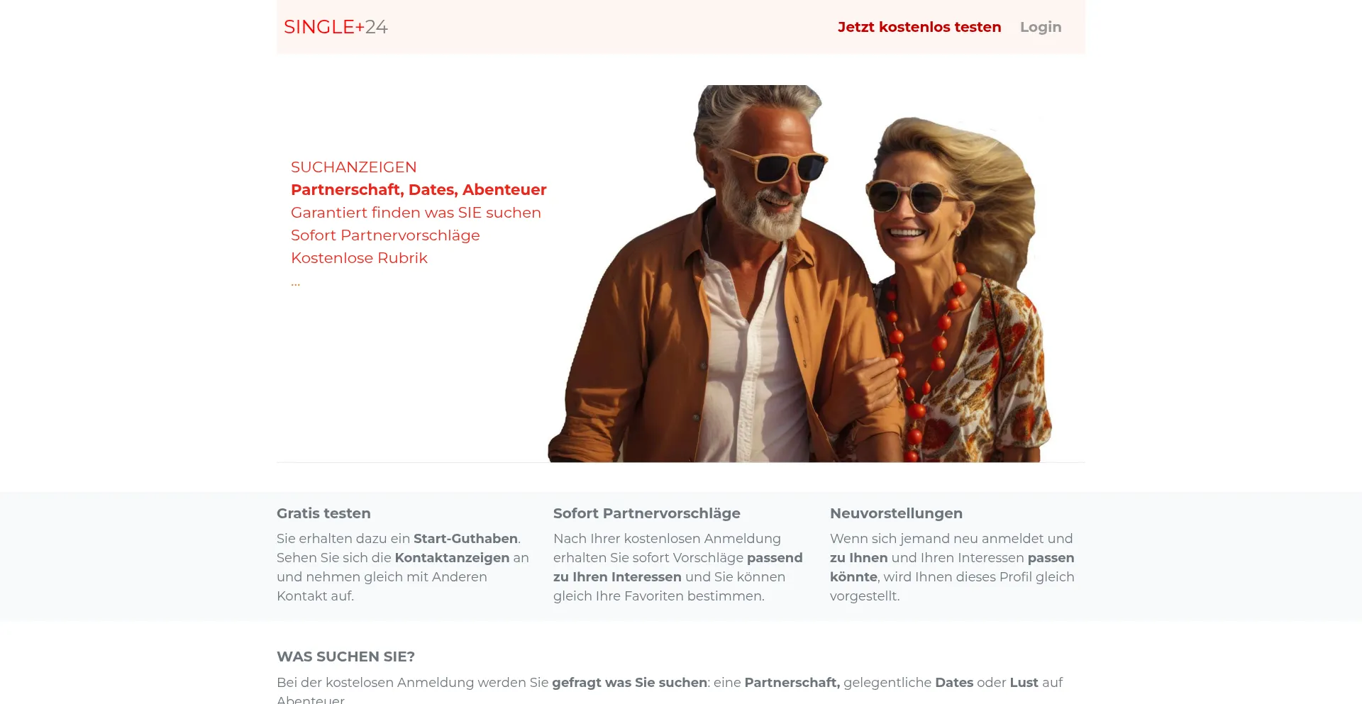 Website screenshot of Singleplus24.com