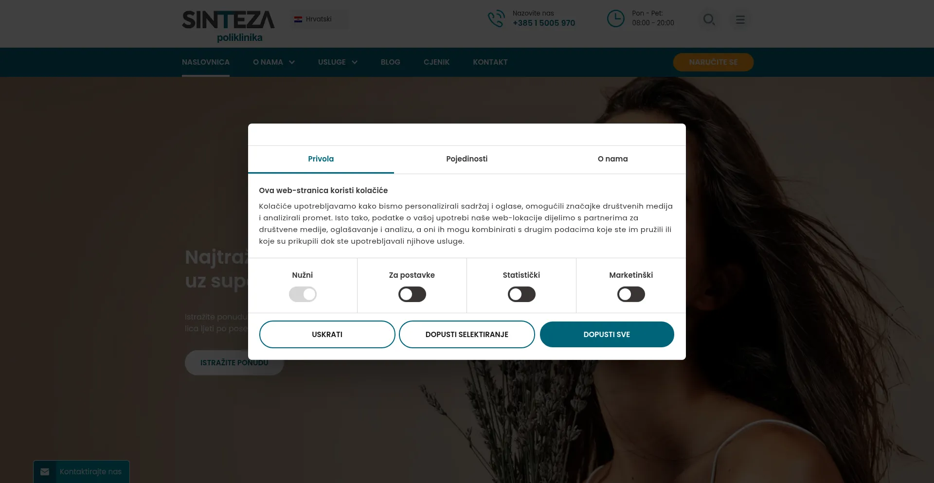 Website screenshot of Sinteza.hr