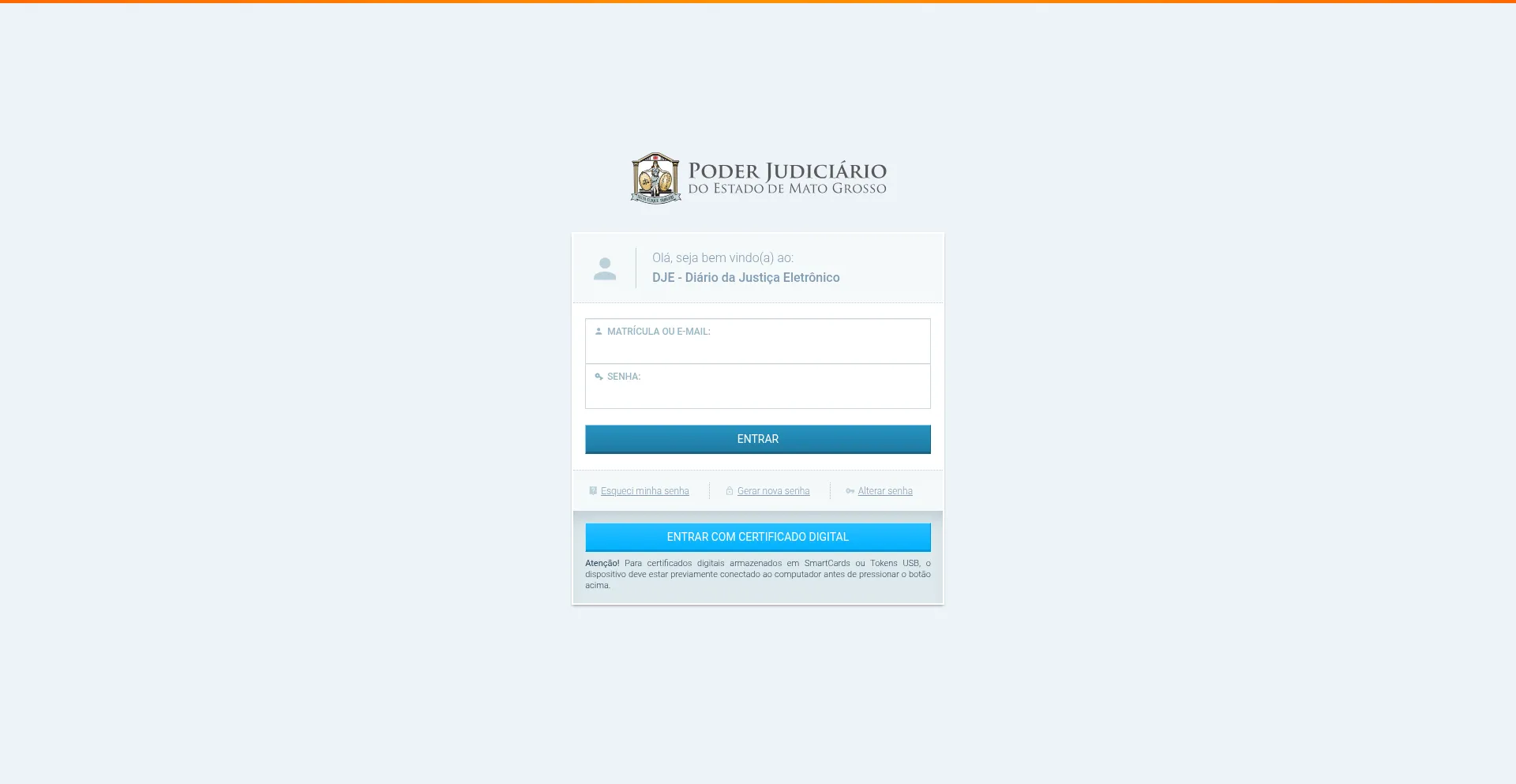 Website screenshot of Sistemadje.tjmt.jus.br