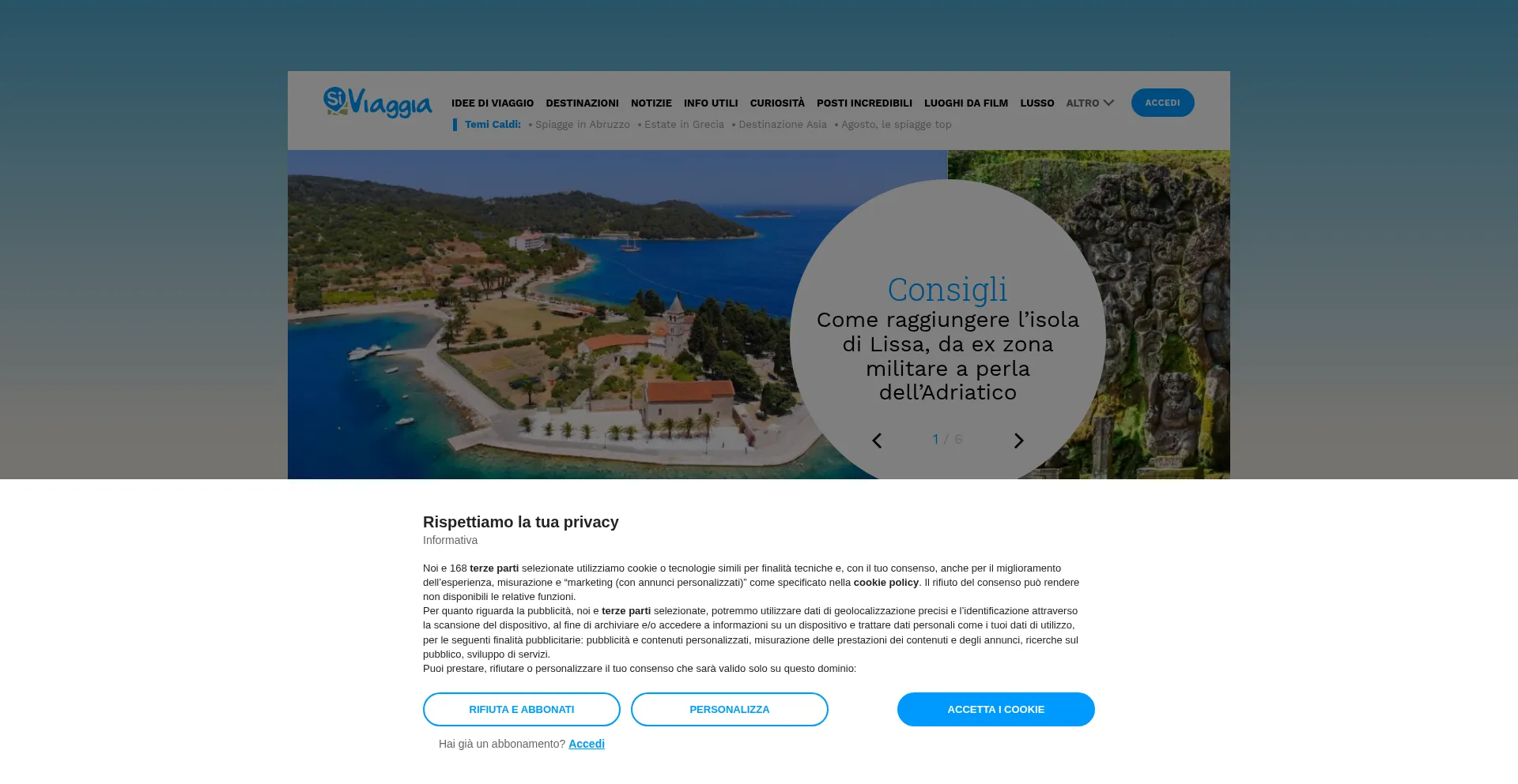 Website screenshot of Siviaggia.it
