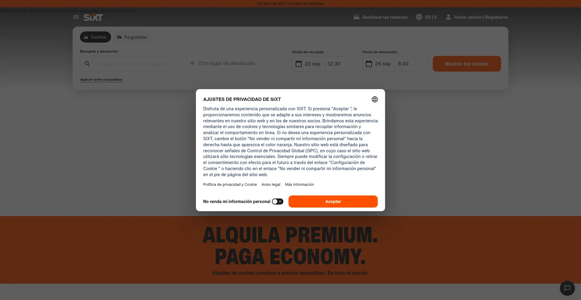 Sixt.es Screenshot