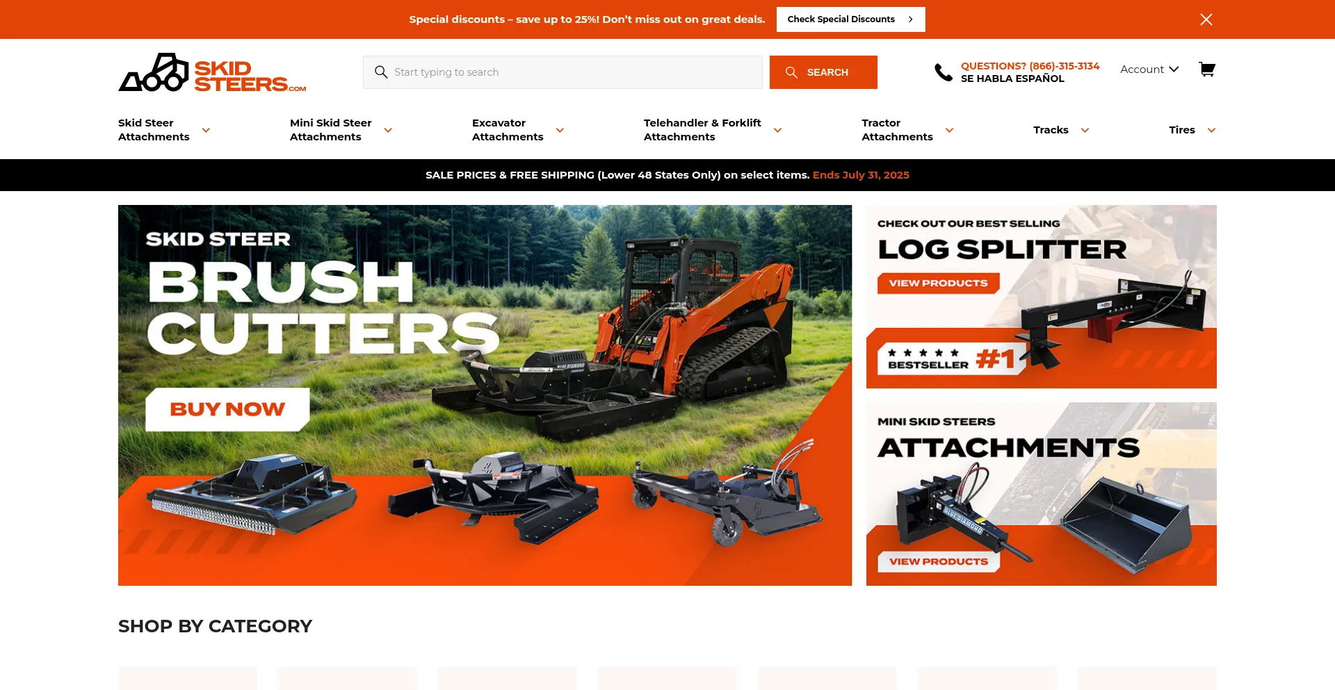 Website screenshot of Skidsteers.com