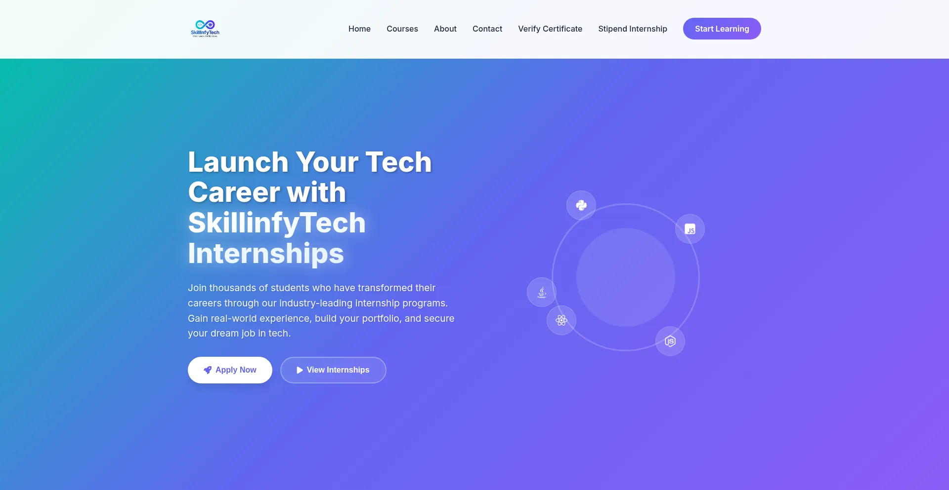 Website screenshot of Skillinfytech.com