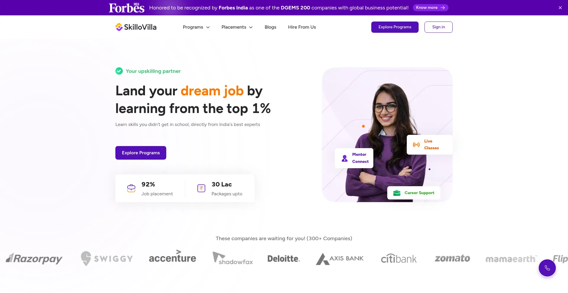 Website screenshot of Skillovilla.com