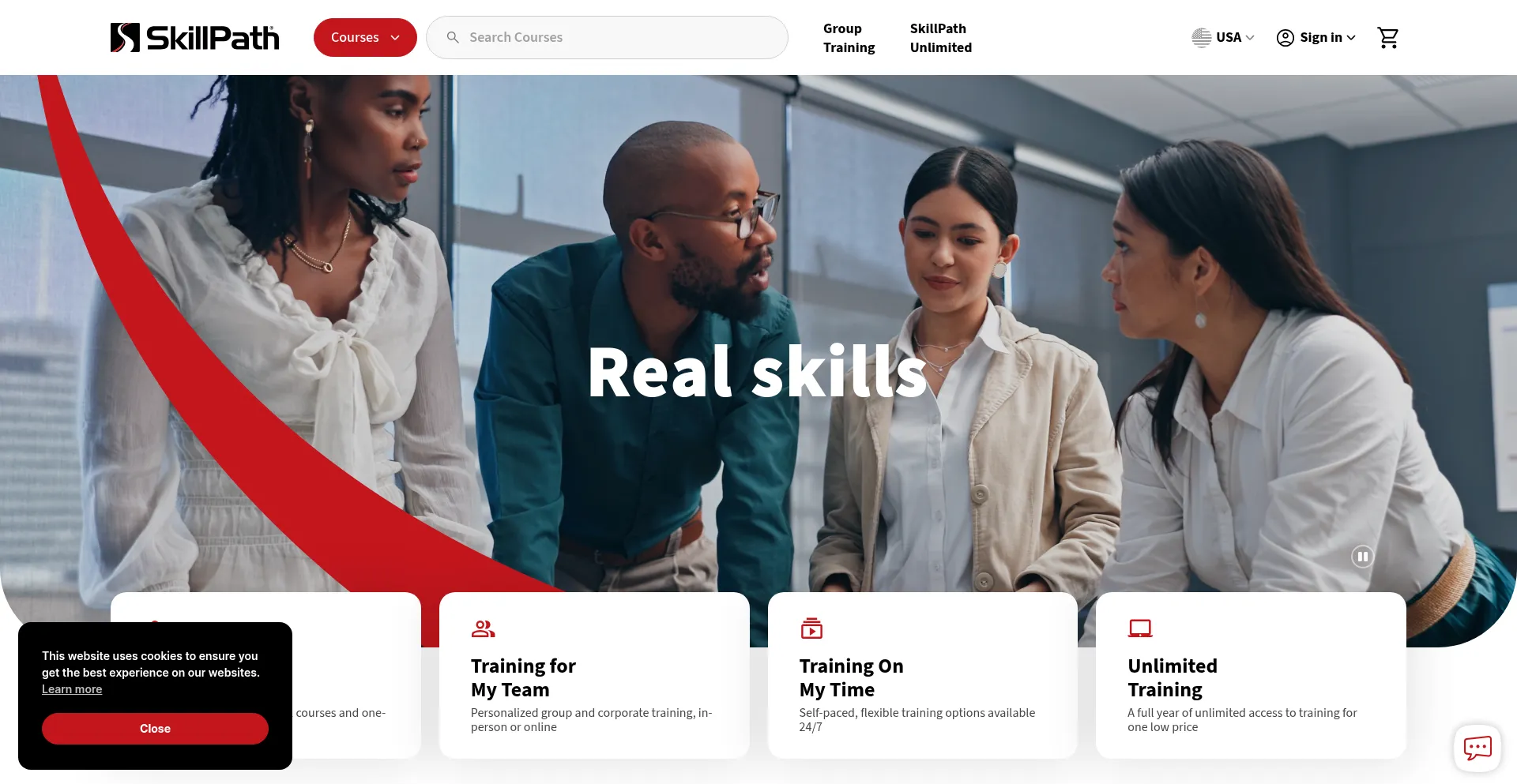 Website screenshot of Skillpath.com