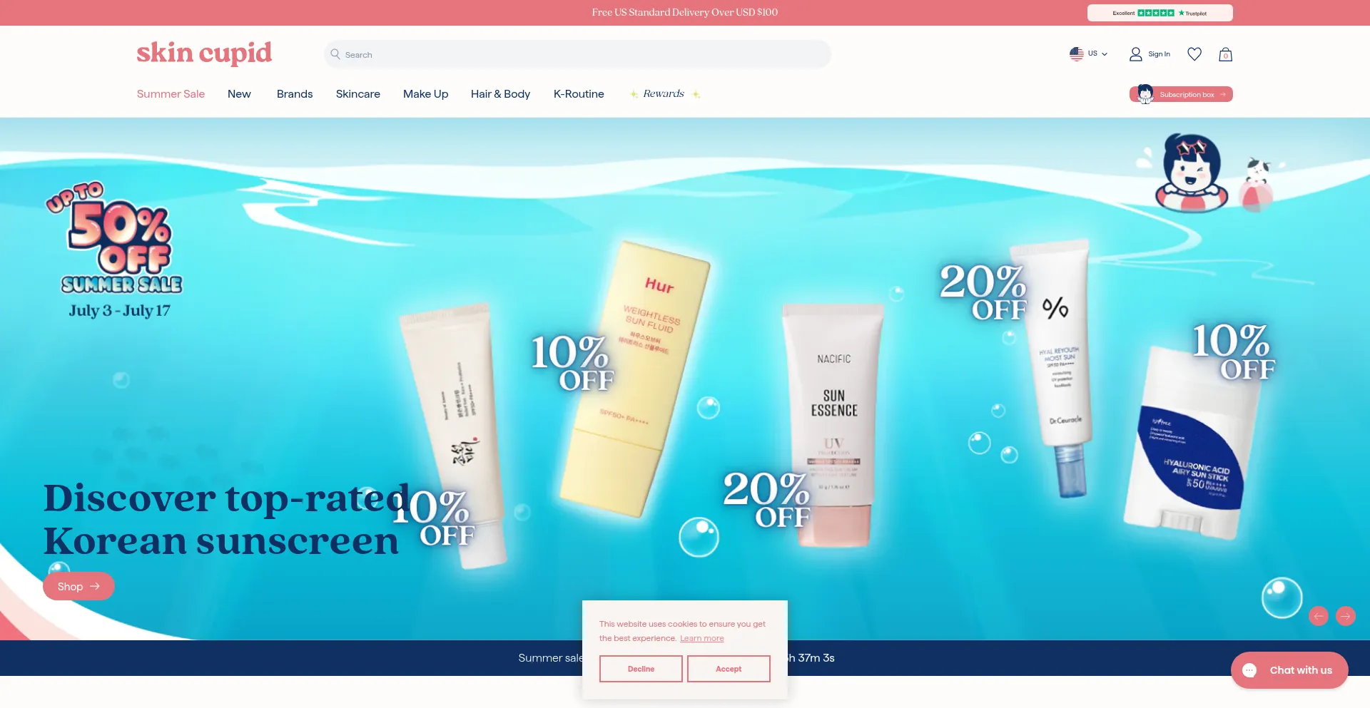 Website screenshot of Skincupid.us