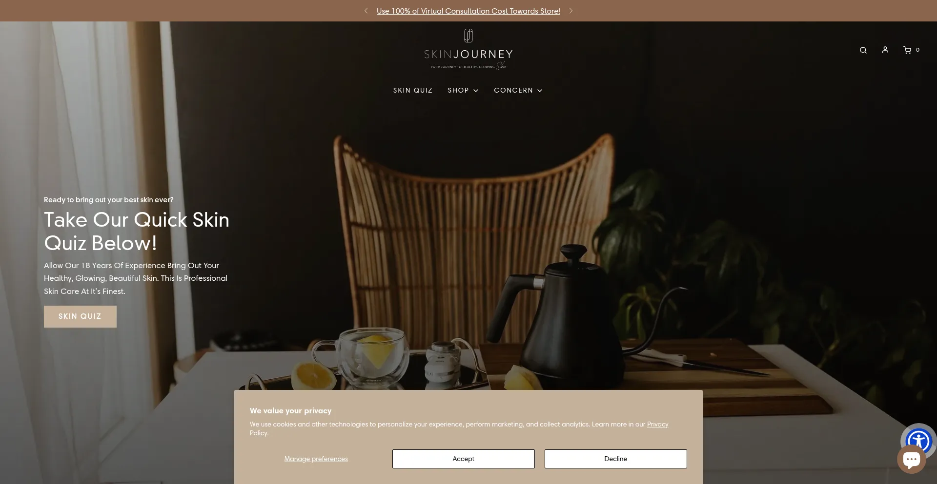 Website screenshot of Skinjourney.shop