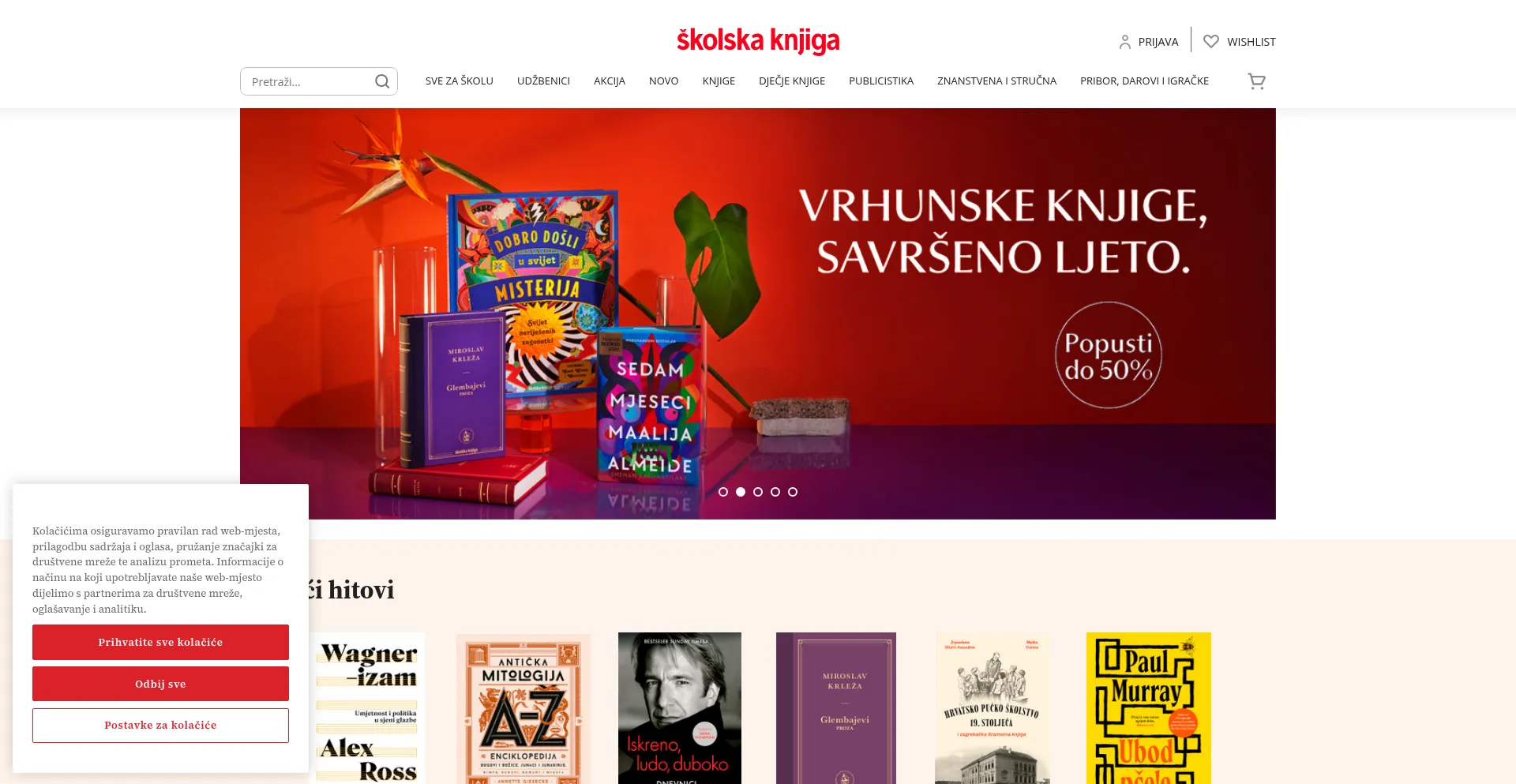 Website screenshot of Skolskaknjiga.hr
