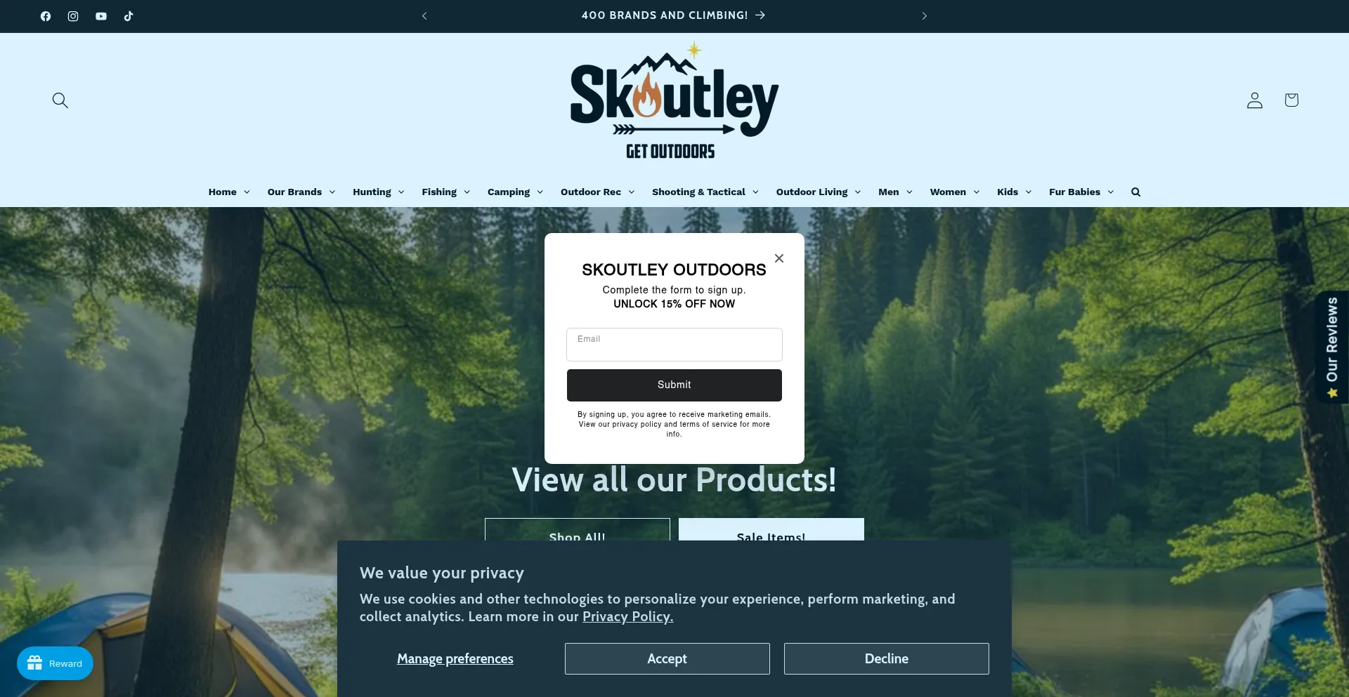 Website screenshot of Skoutley.com