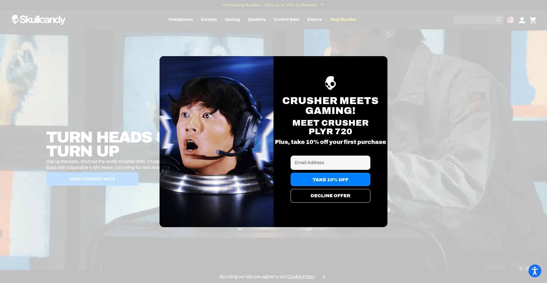 Website screenshot of Skullcandy.com