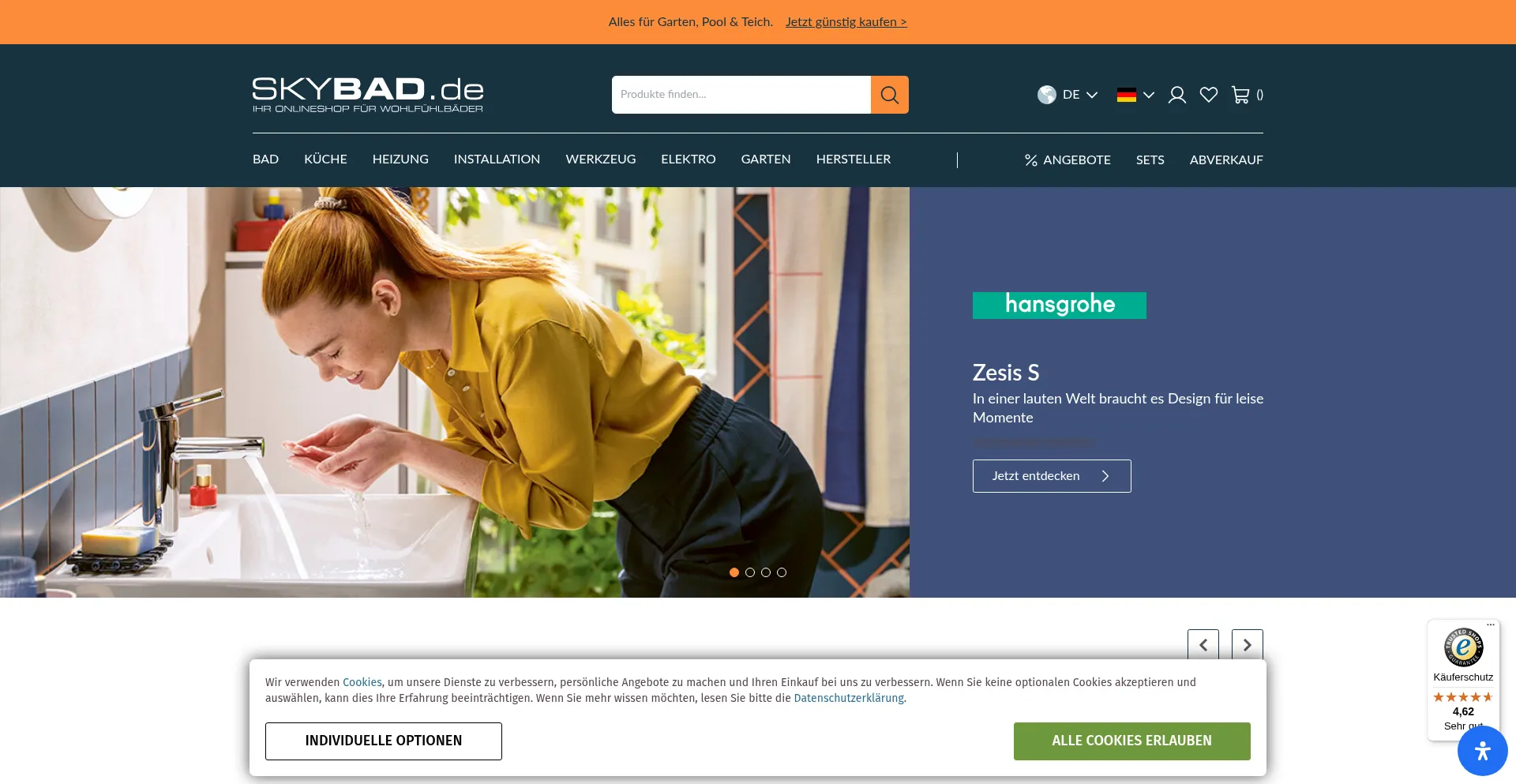 Website screenshot of Skybad.de